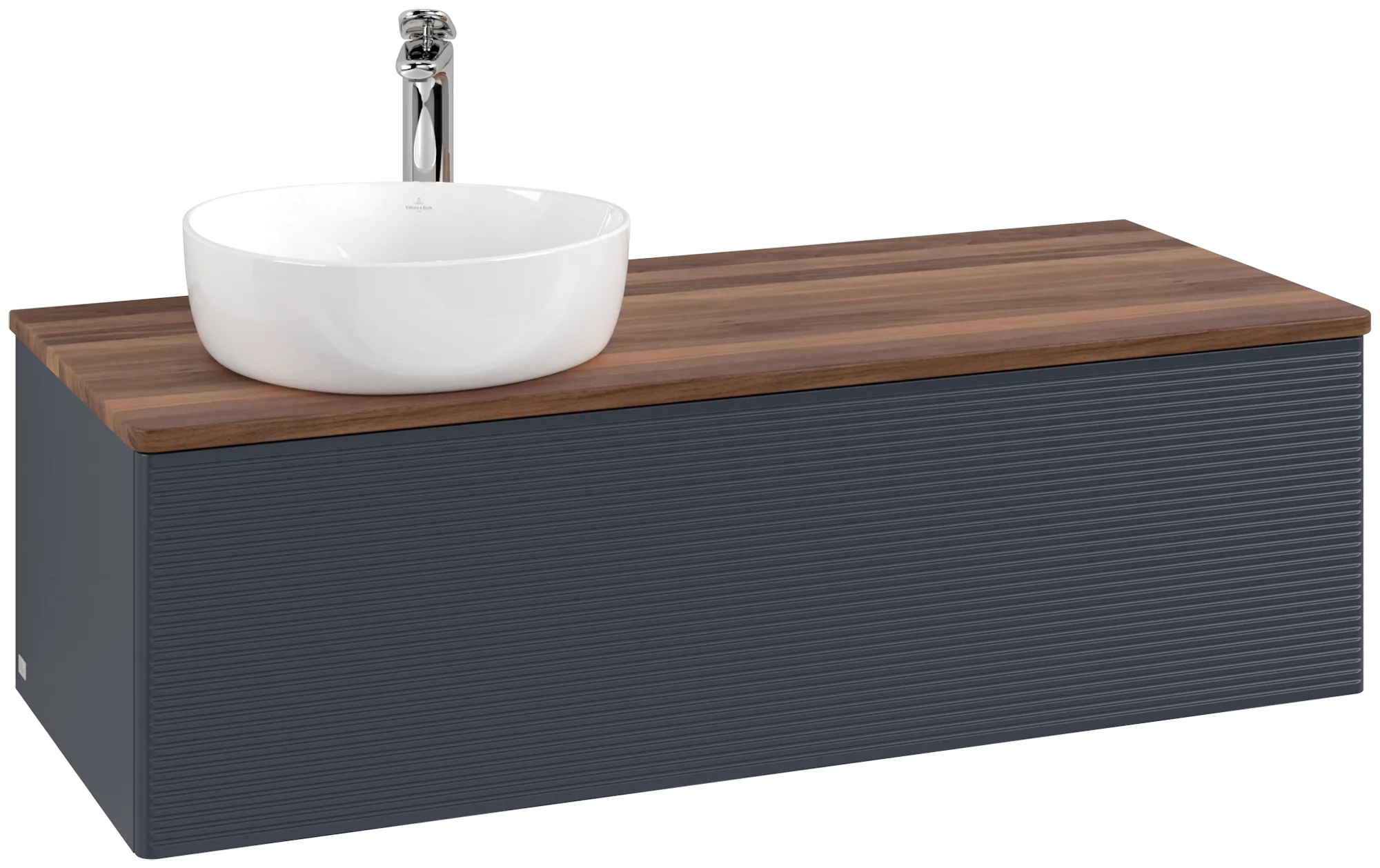 VILLEROY BOCH Antao Vanity unit, 1 pull-out compartment, 1200 x 360 x 500 mm, Front with grain texture, Midnight Blue Matt Lacquer / Warm Walnut #K33152HG resmi