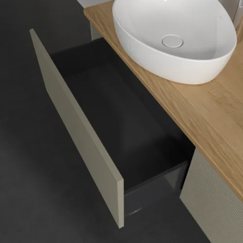 Obrázek VILLEROY BOCH Antao Vanity unit, 2 pull-out compartments, 1600 x 360 x 500 mm, Front with grain texture, Stone Grey Matt Lacquer / Honey Oak #K37151HK