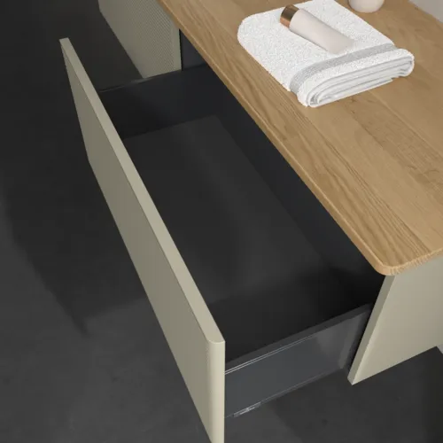 Obrázek VILLEROY BOCH Antao Vanity unit, 2 pull-out compartments, 1600 x 360 x 500 mm, Front with grain texture, Stone Grey Matt Lacquer / Honey Oak #K37151HK