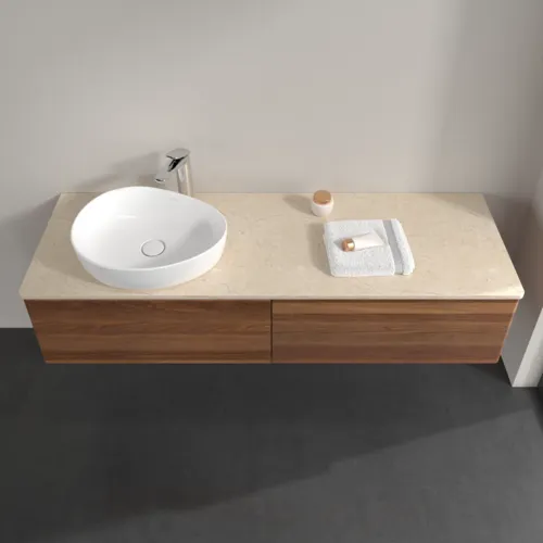 Bild von VILLEROY BOCH Antao Waschbeckenunterschrank, 2 Auszüge, 1600 x 360 x 500 mm, Front ohne Struktur, Warm Walnut / Botticino #K37053HM