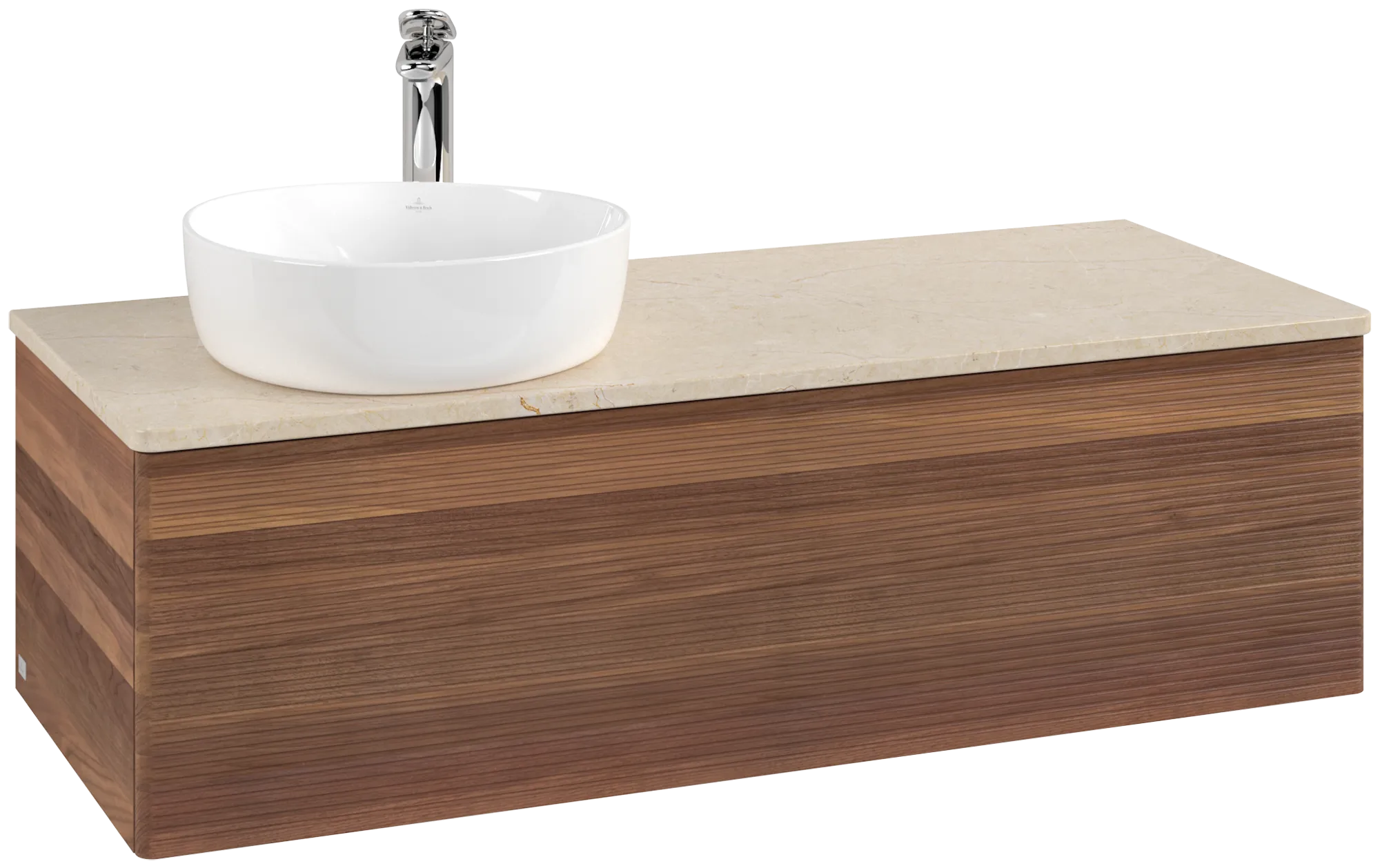 VILLEROY BOCH Antao Vanity unit, 1 pull-out compartment, 1200 x 360 x 500 mm, Front with grain texture, Warm Walnut / Botticino #K33153HM resmi