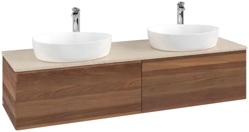 Obrázek VILLEROY BOCH Antao Vanity unit, 2 pull-out compartments, 1600 x 360 x 500 mm, Front without structure, Warm Walnut / Botticino #K39053HM