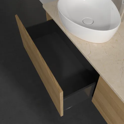 Bild von VILLEROY BOCH Antao Waschbeckenunterschrank, 2 Auszüge, 1600 x 360 x 500 mm, Front ohne Struktur, Honey Oak / Botticino #K39053HN