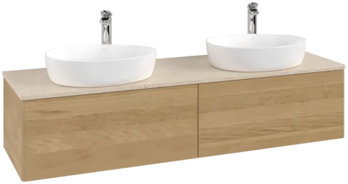 Зображення з  VILLEROY BOCH Antao Vanity unit, 2 pull-out compartments, 1600 x 360 x 500 mm, Front without structure, Honey Oak / Botticino #K39053HN