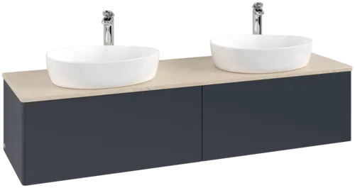Obrázek VILLEROY BOCH Antao Vanity unit, 2 pull-out compartments, 1600 x 360 x 500 mm, Front without structure, Midnight Blue Matt Lacquer / Botticino #K39053HG