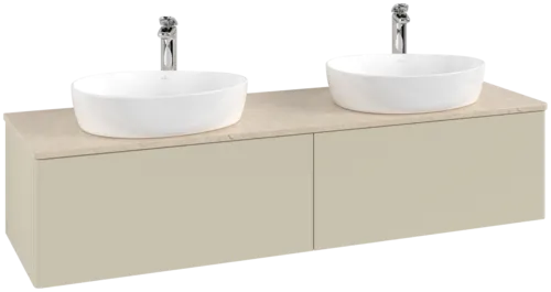 Obrázek VILLEROY BOCH Antao Vanity unit, 2 pull-out compartments, 1600 x 360 x 500 mm, Front without structure, Silk Grey Matt Lacquer / Botticino #K39053HJ