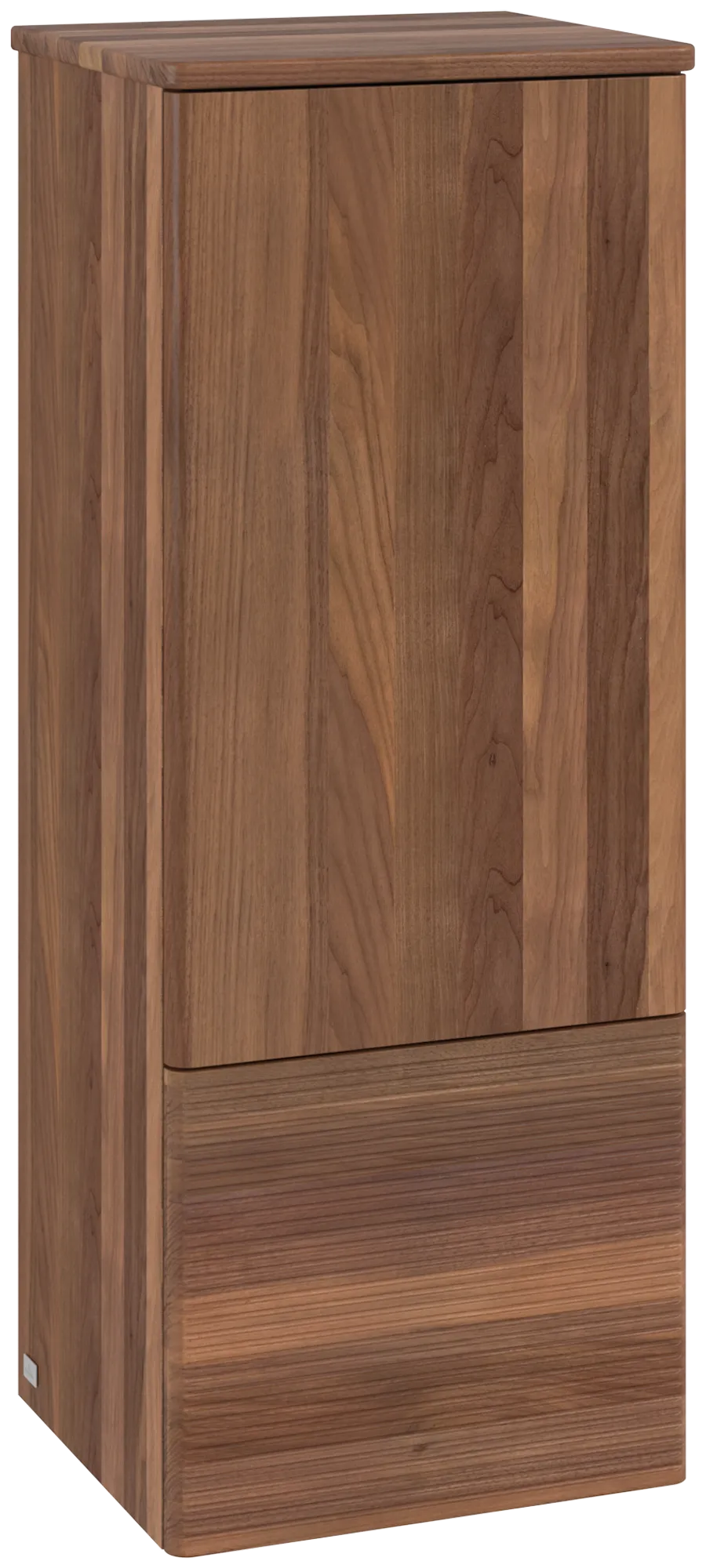 Picture of VILLEROY BOCH Antao Medium-height cabinet, 1 door, 414 x 1039 x 356 mm, Front with grain texture, Warm Walnut / Warm Walnut #K43100HM