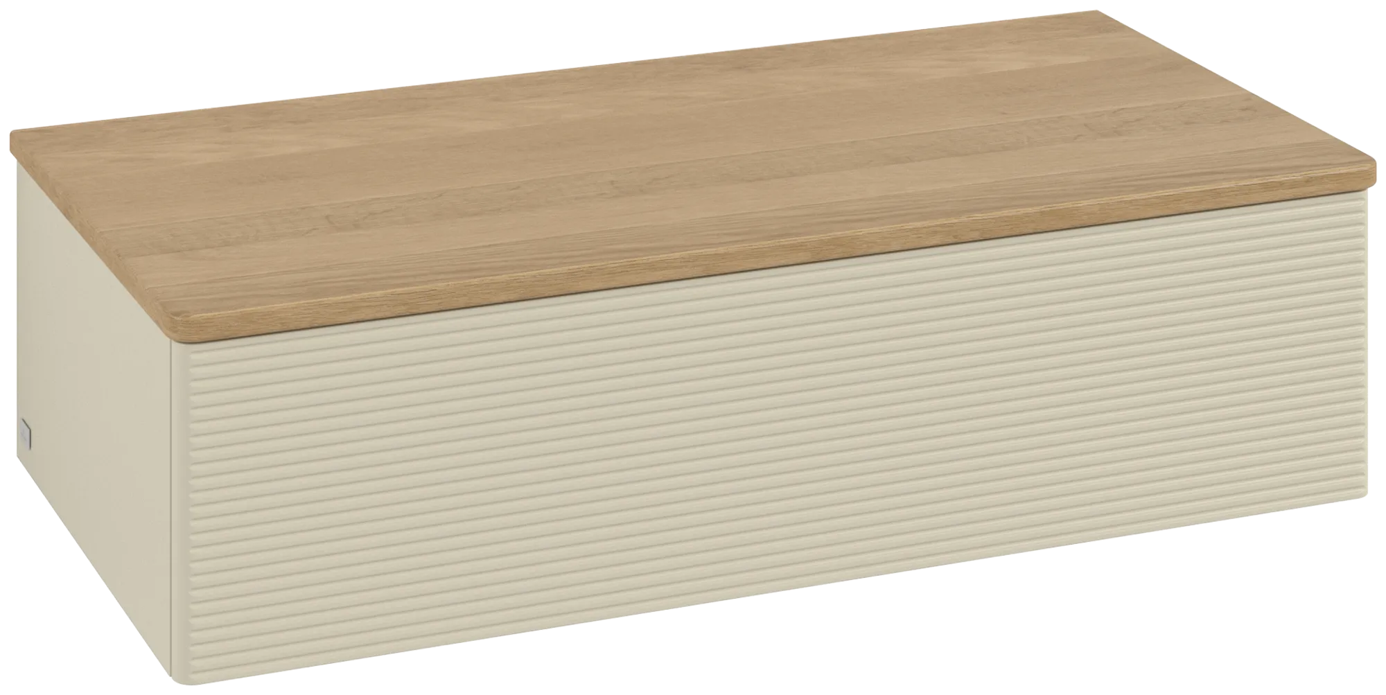 εικόνα του VILLEROY BOCH Antao Sideboard, 1 pull-out compartment, 1000 x 268 x 500 mm, Front with grain texture, Silk Grey Matt Lacquer / Honey Oak #K40101HJ