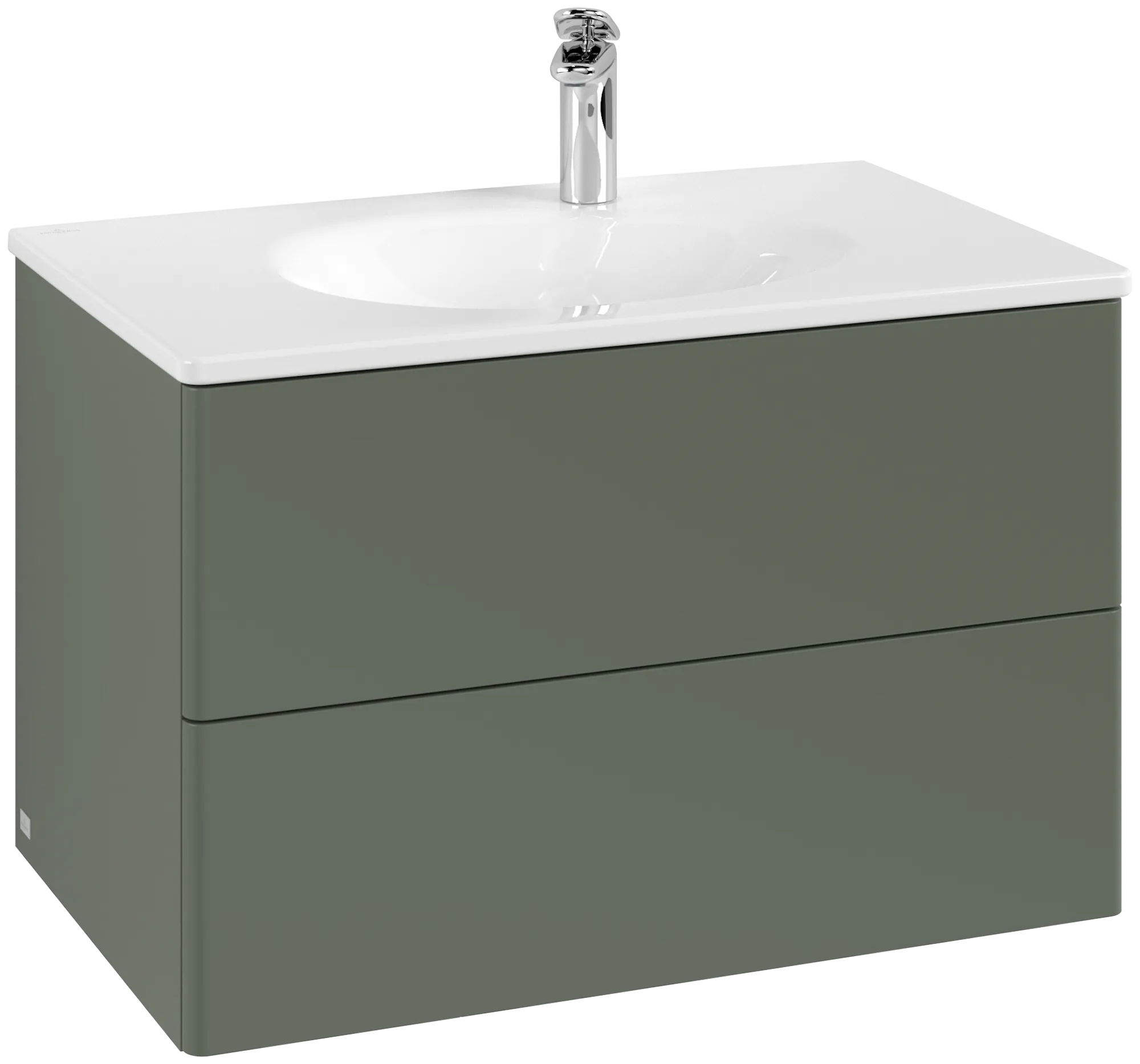 Picture of VILLEROY BOCH Antao Vanity unit, with lighting, 2 pull-out compartments, 788 x 504 x 496 mm, Front without structure, Leaf Green Matt Lacquer #L04000HL