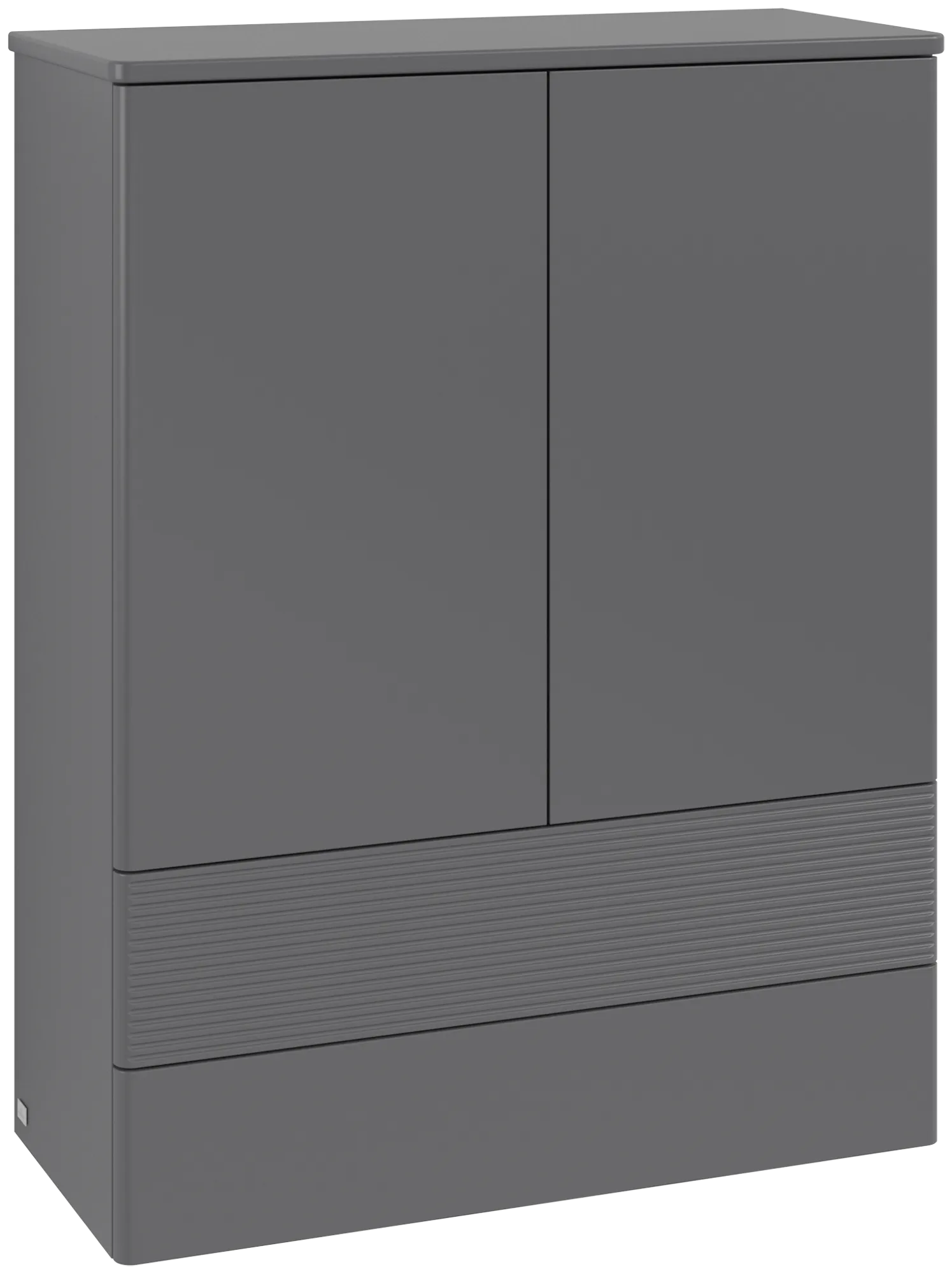 Picture of VILLEROY BOCH Antao Highboard, 2 doors, 814 x 1039 x 356 mm, Front with grain texture, Anthracite Matt Lacquer / Anthracite Matt Lacquer #K47100GK