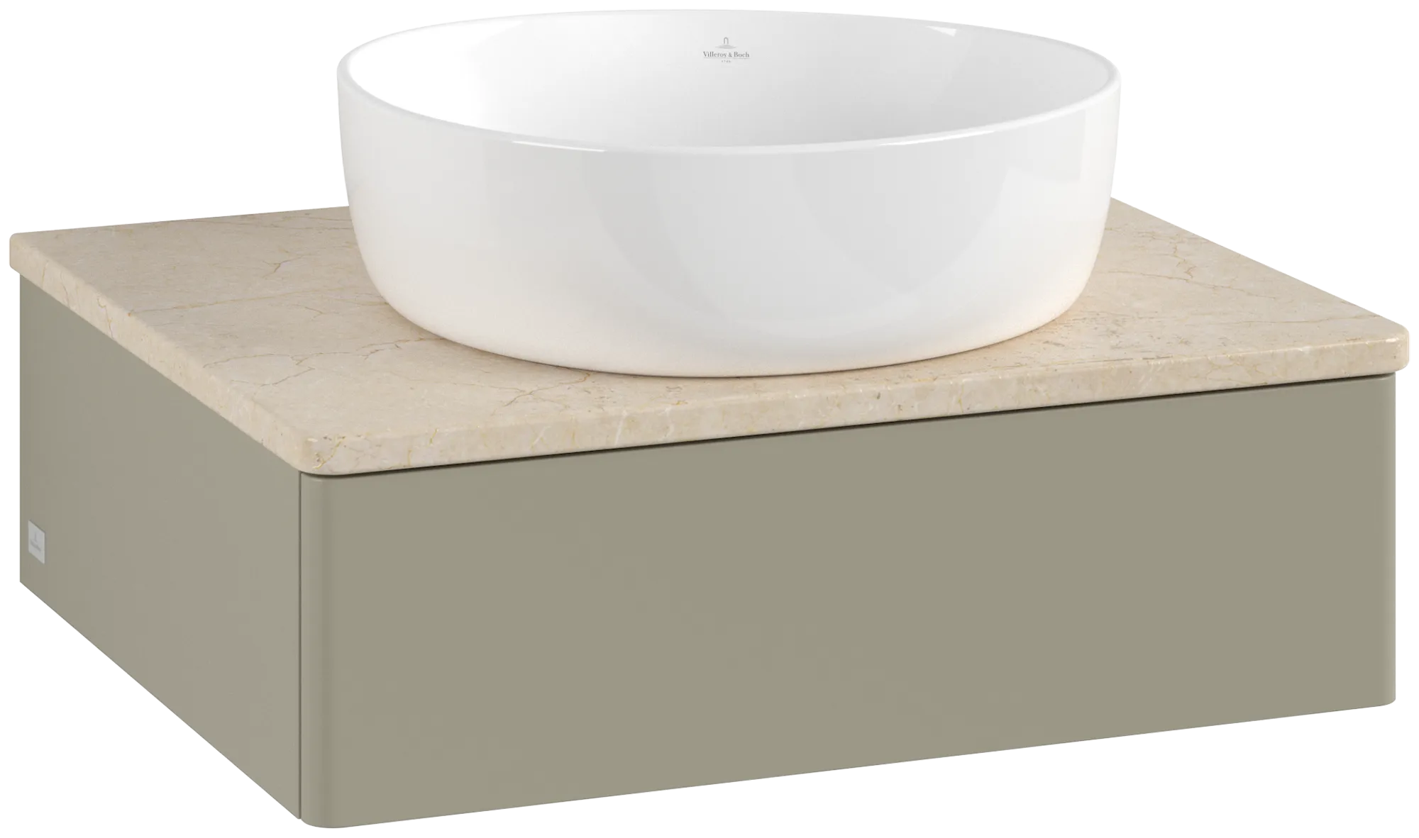 Obrázek VILLEROY BOCH Antao Vanity unit, with lighting, 1 pull-out compartment, 600 x 190 x 500 mm, Front without structure, Stone Grey Matt Lacquer / Botticino #L07013HK