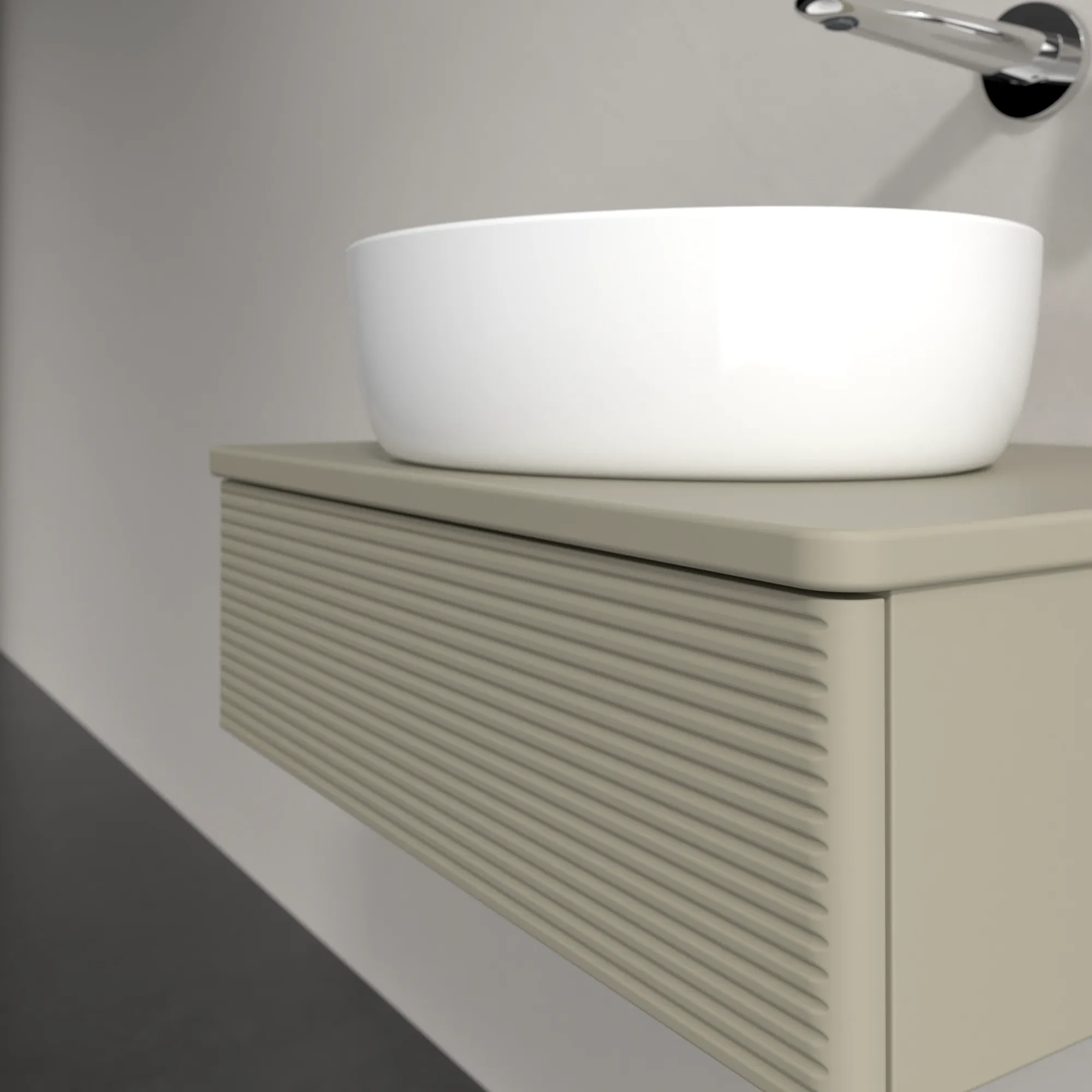 VILLEROY BOCH Antao Vanity unit, with lighting, 1 pull-out compartment, 600 x 190 x 500 mm, Front with grain texture, Stone Grey Matt Lacquer / Stone Grey Matt Lacquer #L07110HK resmi