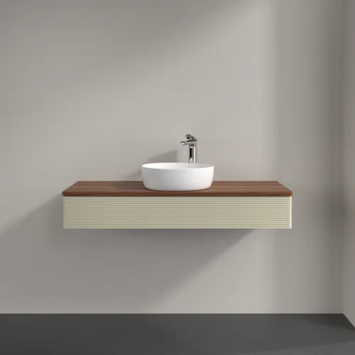 Bild von VILLEROY BOCH Antao Waschbeckenunterschrank, mit Beleuchtung, 1 Auszug, 1200 x 190 x 500 mm, Front mit Struktur, Silk Grey Matt Lacquer / Warm Walnut #L10152HJ