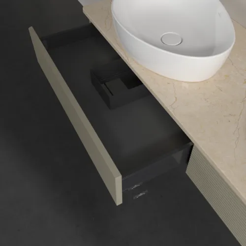 VILLEROY BOCH Antao Waschbeckenunterschrank, mit Beleuchtung, 2 Auszüge, 1600 x 190 x 500 mm, Front mit Struktur, Stone Grey Matt Lacquer / Botticino #L17113HK, Bild 6