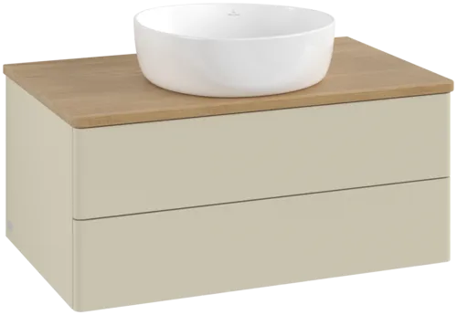 Obrázek VILLEROY BOCH Antao Vanity unit, with lighting, 2 pull-out compartments, 800 x 360 x 500 mm, Front without structure, Silk Grey Matt Lacquer / Honey Oak #L19011HJ