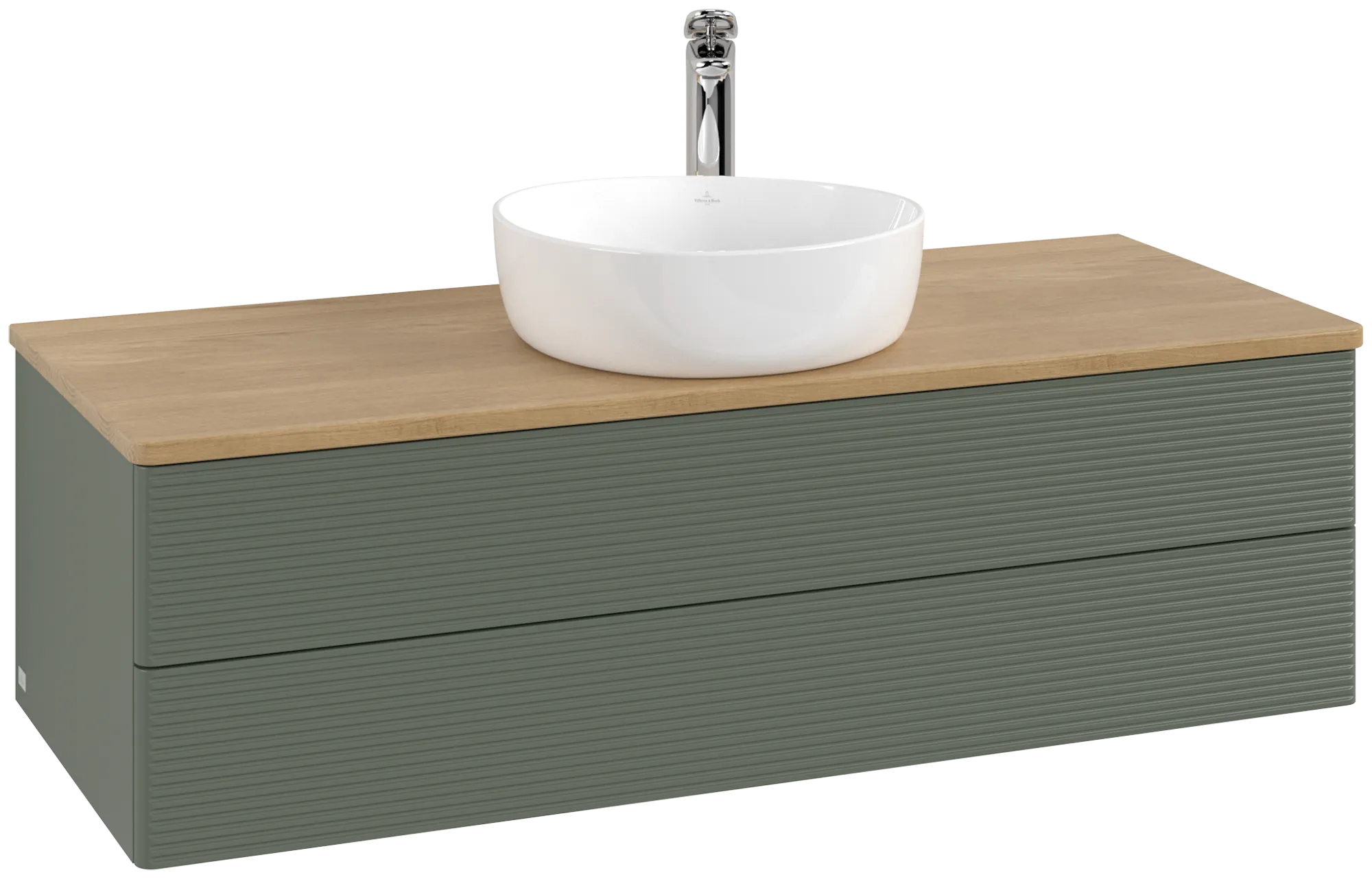 VILLEROY BOCH Antao Vanity unit, with lighting, 2 pull-out compartments, 1200 x 360 x 500 mm, Front with grain texture, Leaf Green Matt Lacquer / Honey Oak #L21151HL resmi