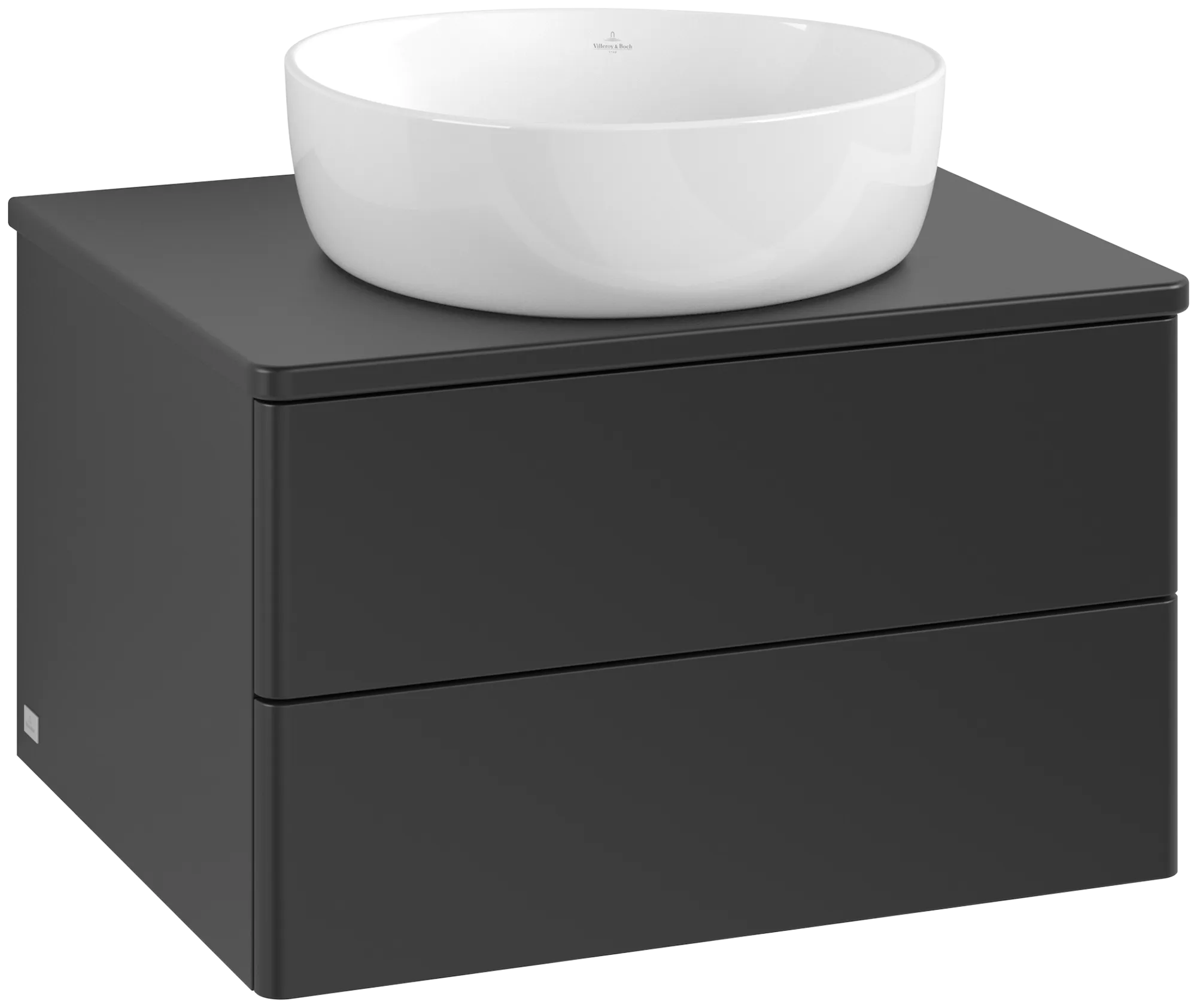 Picture of VILLEROY BOCH Antao Vanity unit, with lighting, 2 pull-out compartments, 600 x 360 x 500 mm, Front without structure, Black Matt Lacquer / Black Matt Lacquer #L18050PD