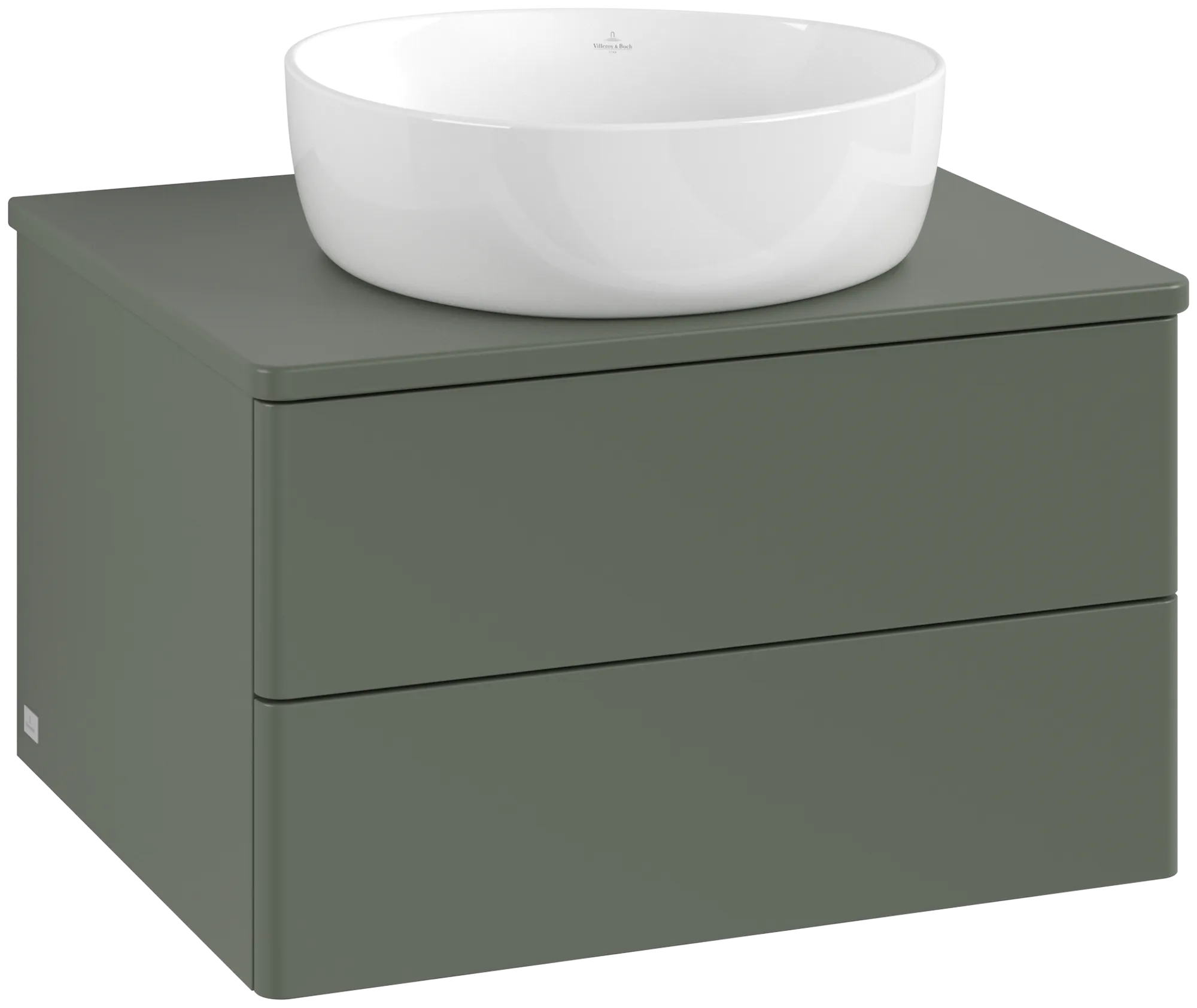 Picture of VILLEROY BOCH Antao Vanity unit, with lighting, 2 pull-out compartments, 600 x 360 x 500 mm, Front without structure, Leaf Green Matt Lacquer / Leaf Green Matt Lacquer #L18010HL