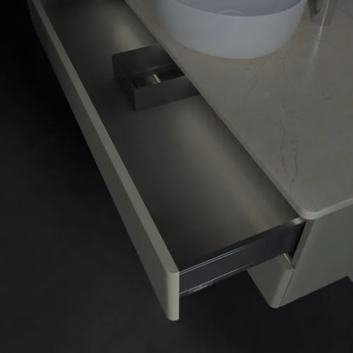 Bild von VILLEROY BOCH Antao Waschbeckenunterschrank, mit Beleuchtung, 2 Auszüge, 1200 x 360 x 500 mm, Front mit Struktur, Stone Grey Matt Lacquer / Botticino #L21153HK