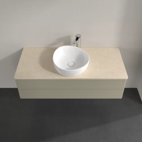 Bild von VILLEROY BOCH Antao Waschbeckenunterschrank, mit Beleuchtung, 2 Auszüge, 1200 x 360 x 500 mm, Front mit Struktur, Stone Grey Matt Lacquer / Botticino #L21153HK