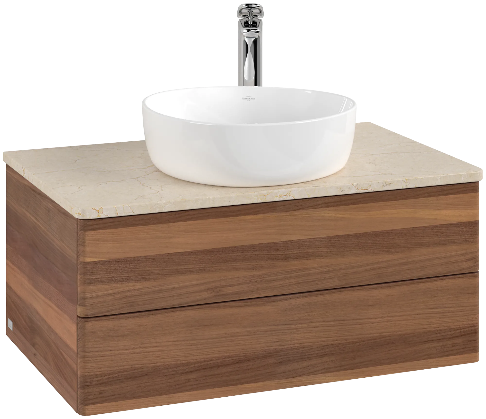 Obrázek VILLEROY BOCH Antao Vanity unit, with lighting, 2 pull-out compartments, 800 x 360 x 500 mm, Front without structure, Warm Walnut / Botticino #L19053HM