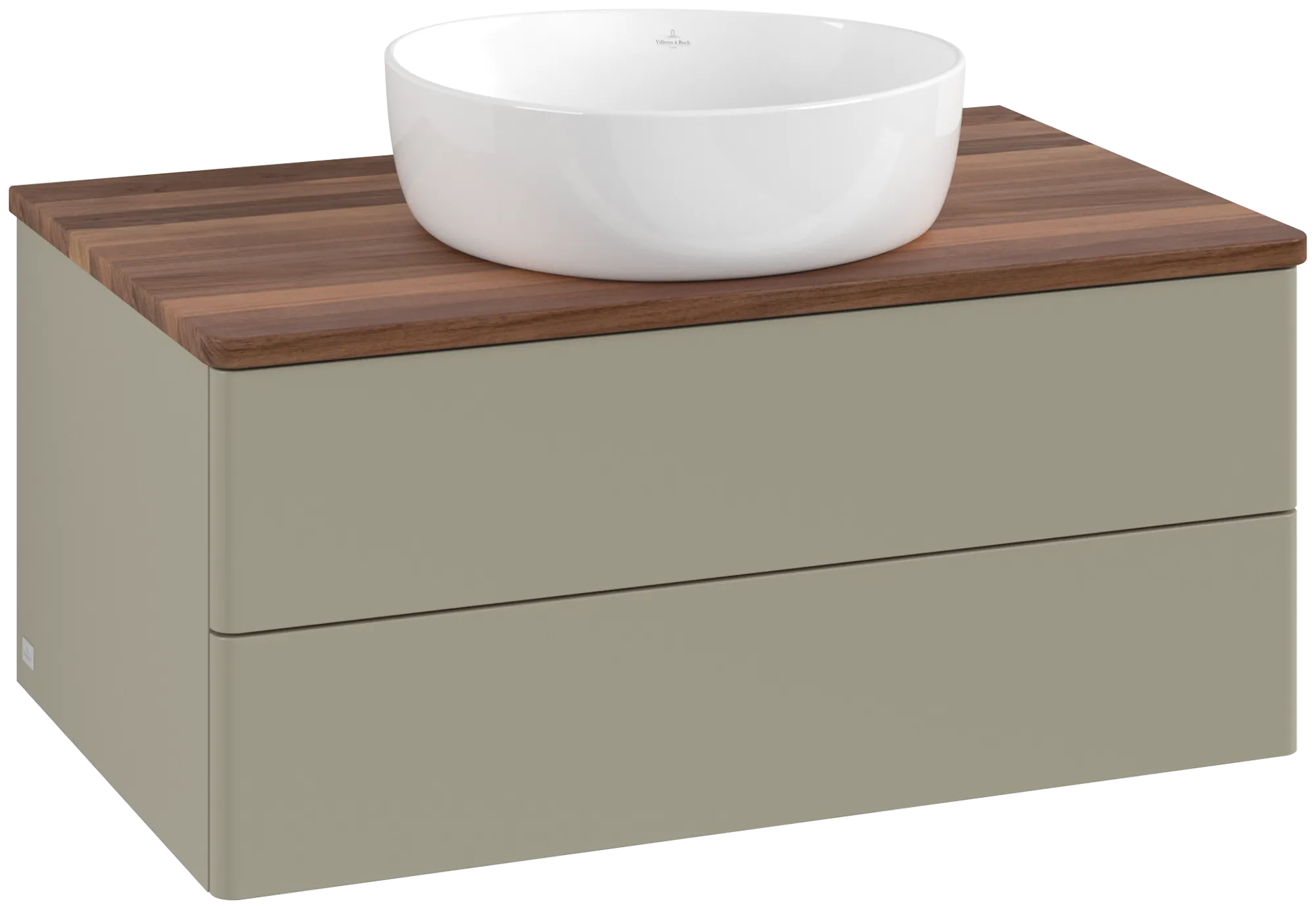 Obrázek VILLEROY BOCH Antao Vanity unit, with lighting, 2 pull-out compartments, 800 x 360 x 500 mm, Front without structure, Stone Grey Matt Lacquer / Warm Walnut #L19012HK