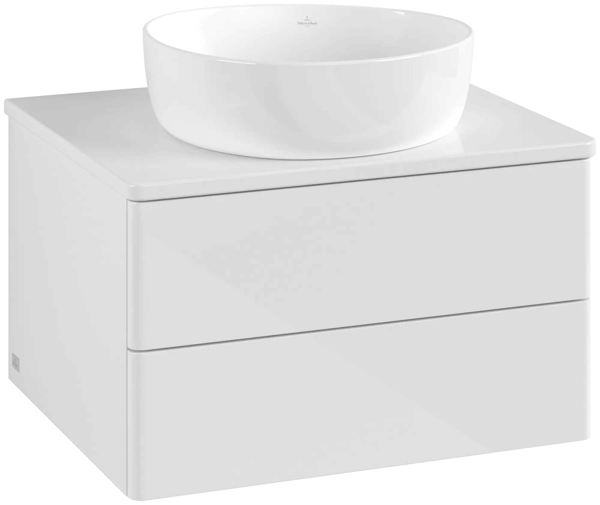 Picture of VILLEROY BOCH Antao Vanity unit, with lighting, 2 pull-out compartments, 600 x 360 x 500 mm, Front without structure, Glossy White Lacquer / Glossy White Lacquer #L18050GF