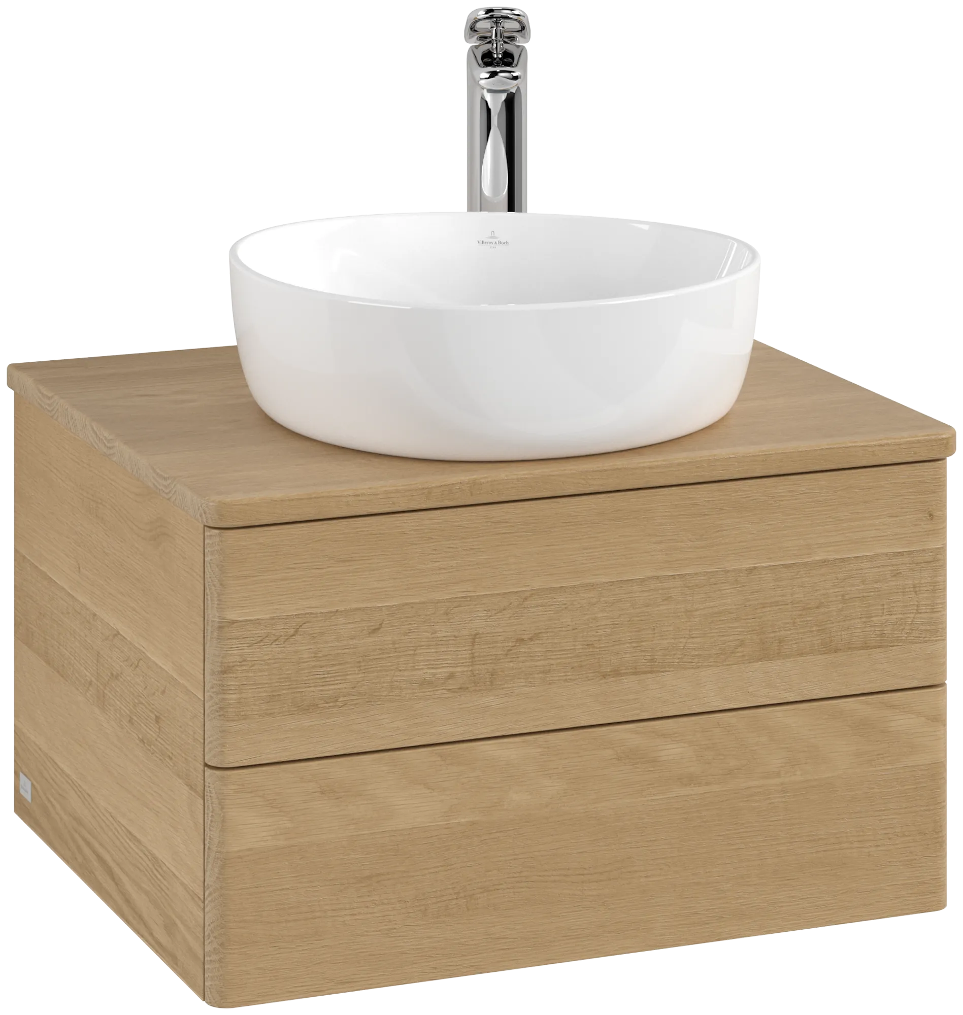Picture of VILLEROY BOCH Antao Vanity unit, with lighting, 2 pull-out compartments, 600 x 360 x 500 mm, Front without structure, Honey Oak / Honey Oak #L18051HN