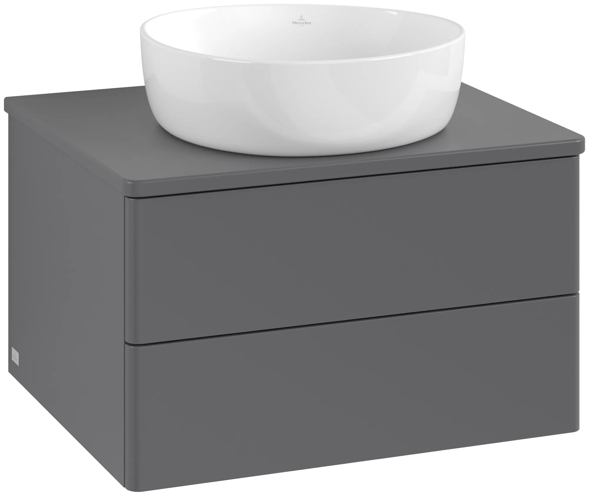Picture of VILLEROY BOCH Antao Vanity unit, with lighting, 2 pull-out compartments, 600 x 360 x 500 mm, Front without structure, Anthracite Matt Lacquer / Anthracite Matt Lacquer #L18050GK