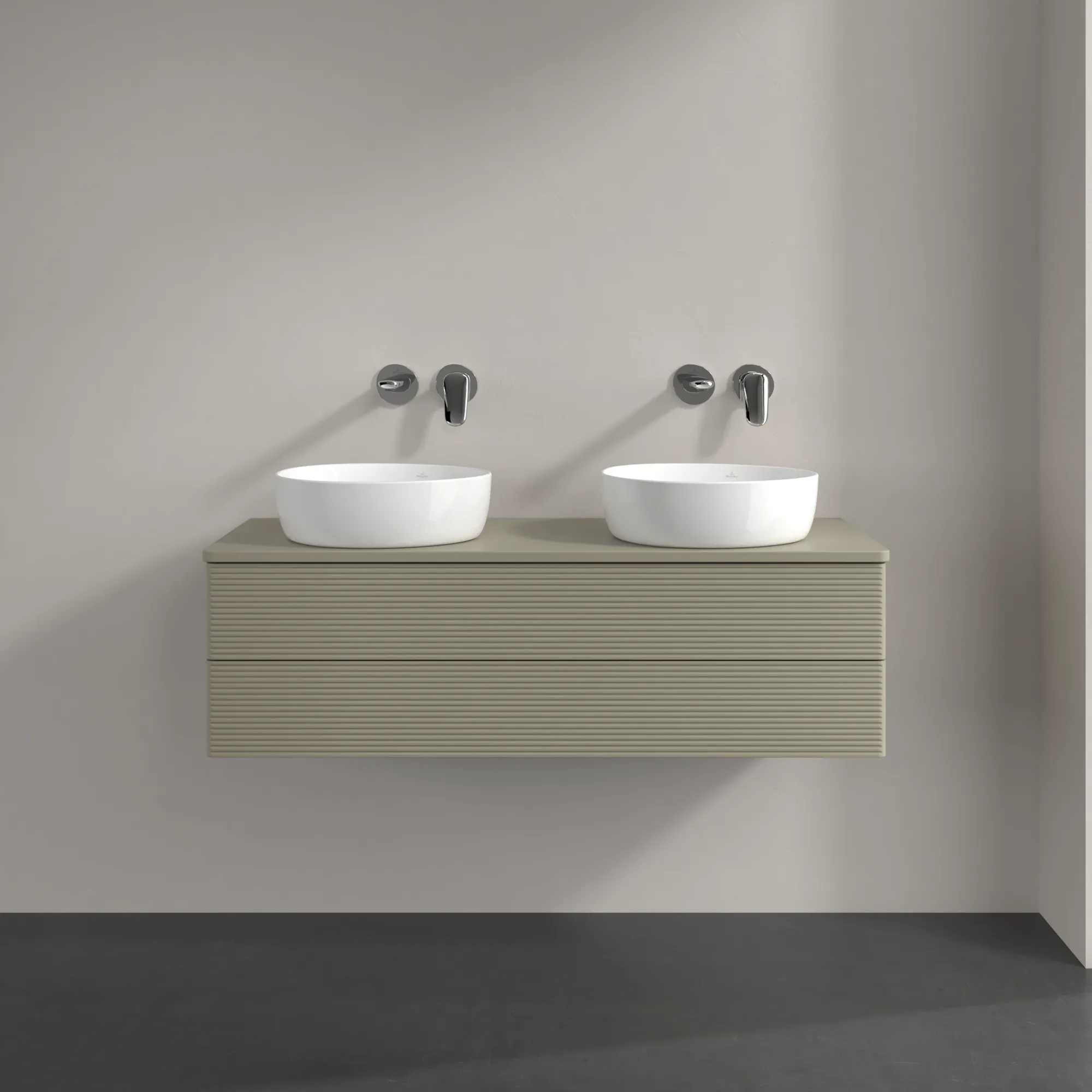VILLEROY BOCH Antao Vanity unit, with lighting, 2 pull-out compartments, 1200 x 360 x 500 mm, Front with grain texture, Stone Grey Matt Lacquer / Stone Grey Matt Lacquer #L24110HK resmi