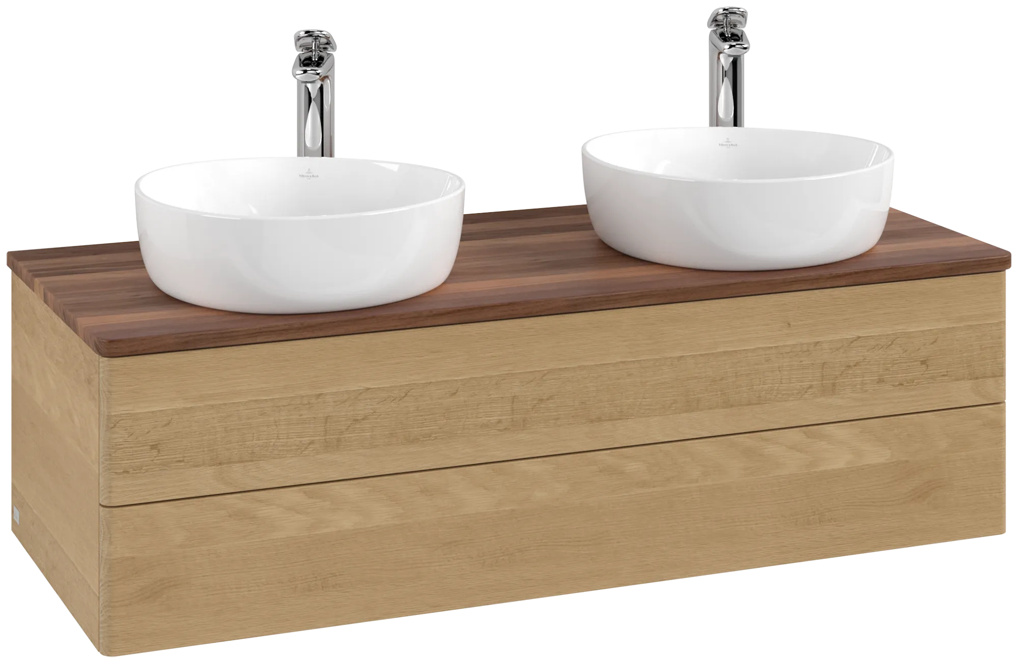 Picture of VILLEROY BOCH Antao Vanity unit, with lighting, 2 pull-out compartments, 1200 x 360 x 500 mm, Front without structure, Honey Oak / Warm Walnut #L24052HN