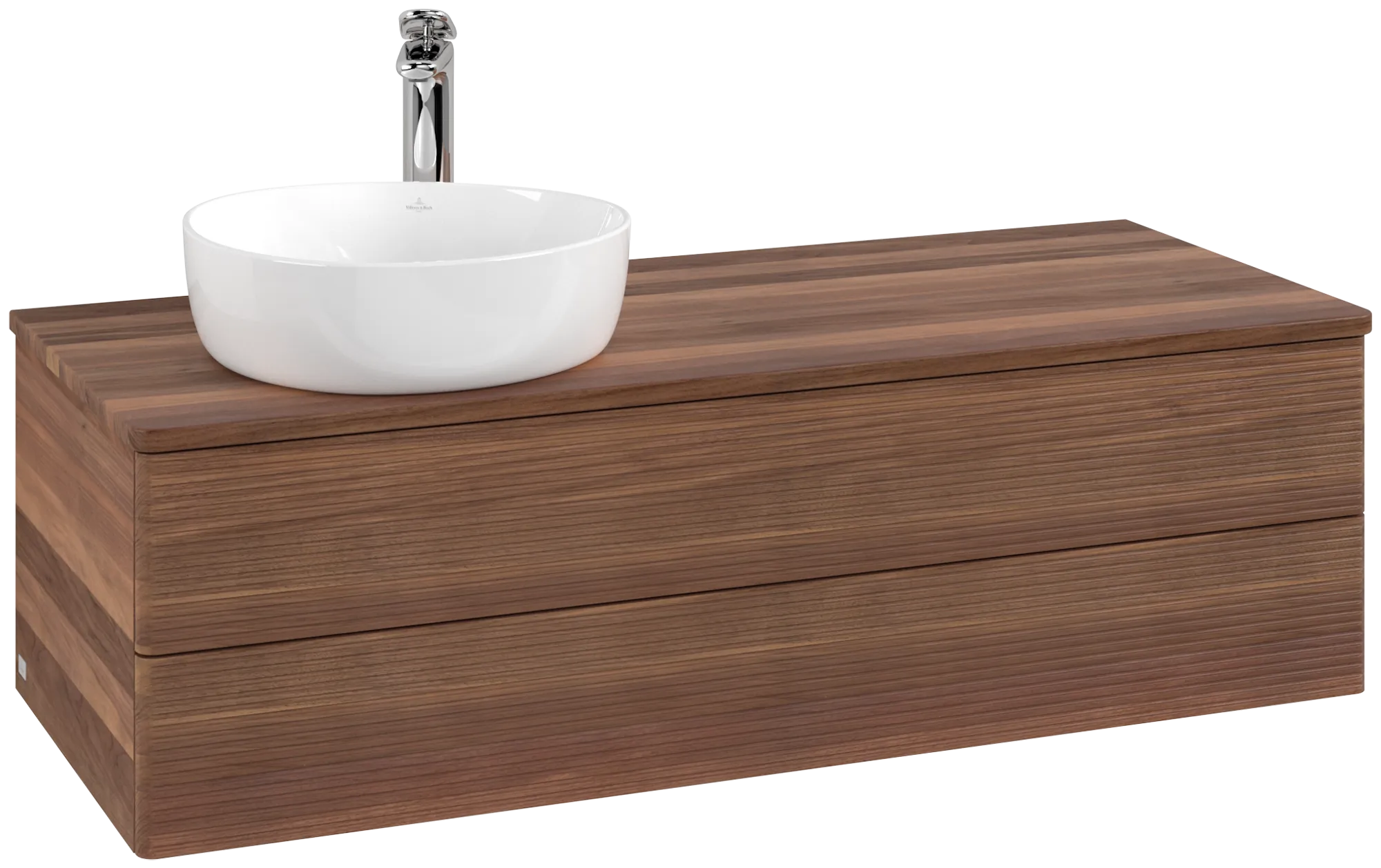 Obrázek VILLEROY BOCH Antao Vanity unit, with lighting, 2 pull-out compartments, 1200 x 360 x 500 mm, Front with grain texture, Warm Walnut / Warm Walnut #L22152HM