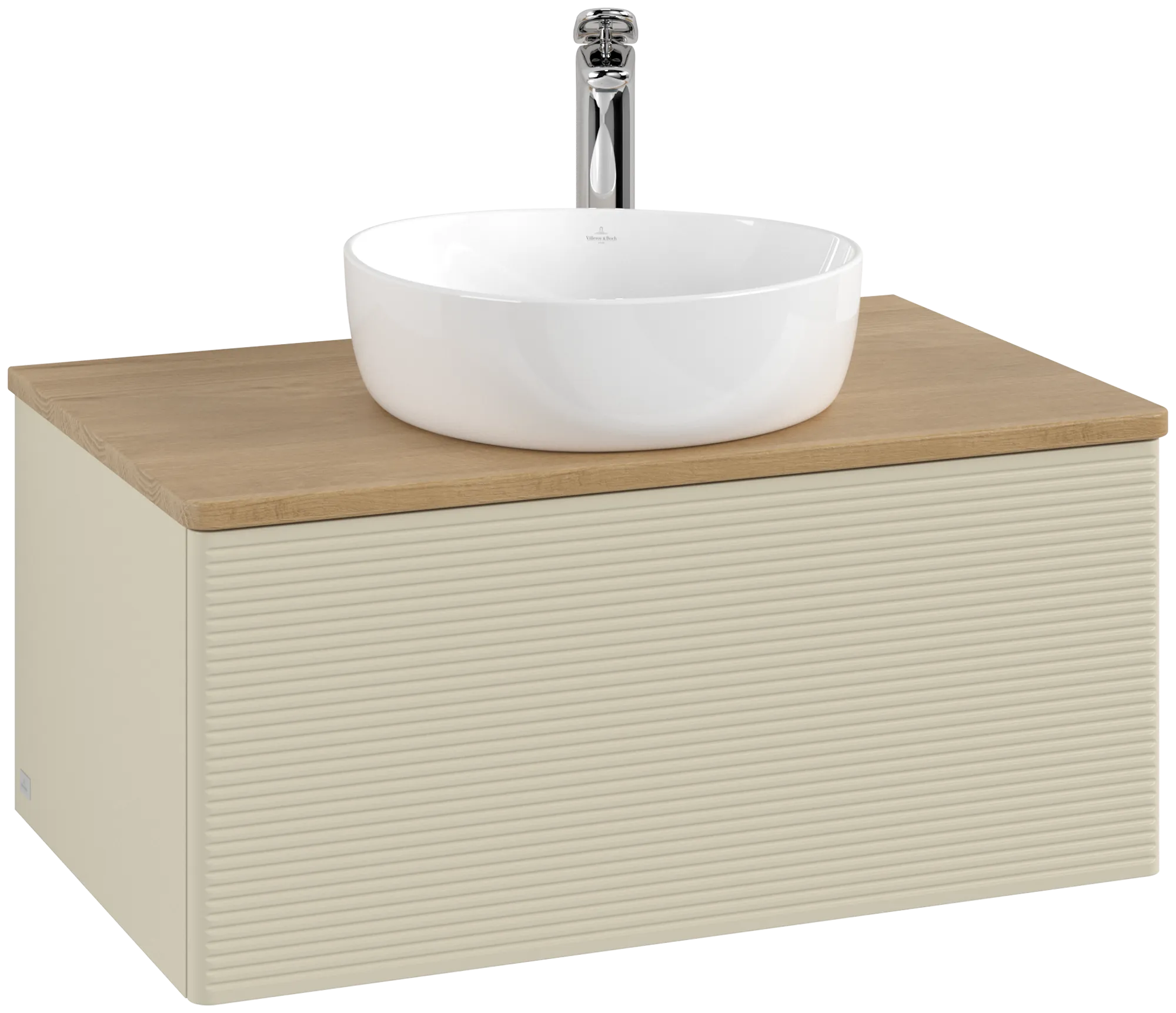 Obrázek VILLEROY BOCH Antao Vanity unit, with lighting, 1 pull-out compartment, 800 x 360 x 500 mm, Front with grain texture, Silk Grey Matt Lacquer / Honey Oak #L30151HJ