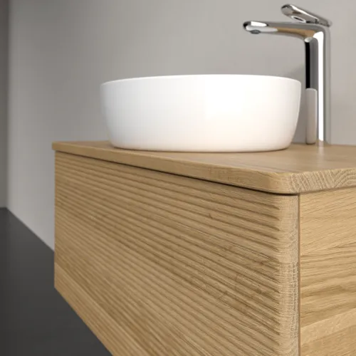 Bild von VILLEROY BOCH Antao Waschbeckenunterschrank, mit Beleuchtung, 1 Auszug, 800 x 360 x 500 mm, Front mit Struktur, Honey Oak / Honey Oak #L30151HN