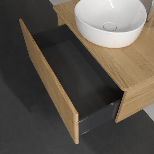 Bild von VILLEROY BOCH Antao Waschbeckenunterschrank, mit Beleuchtung, 1 Auszug, 800 x 360 x 500 mm, Front mit Struktur, Honey Oak / Honey Oak #L30151HN