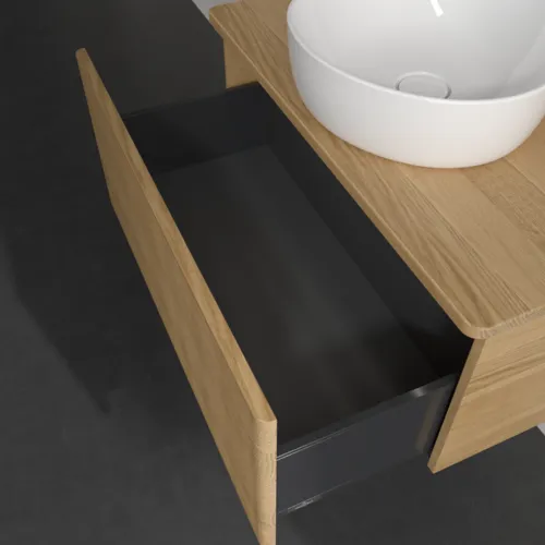 Bild von VILLEROY BOCH Antao Waschbeckenunterschrank, mit Beleuchtung, 1 Auszug, 800 x 360 x 500 mm, Front mit Struktur, Honey Oak / Honey Oak #L30151HN