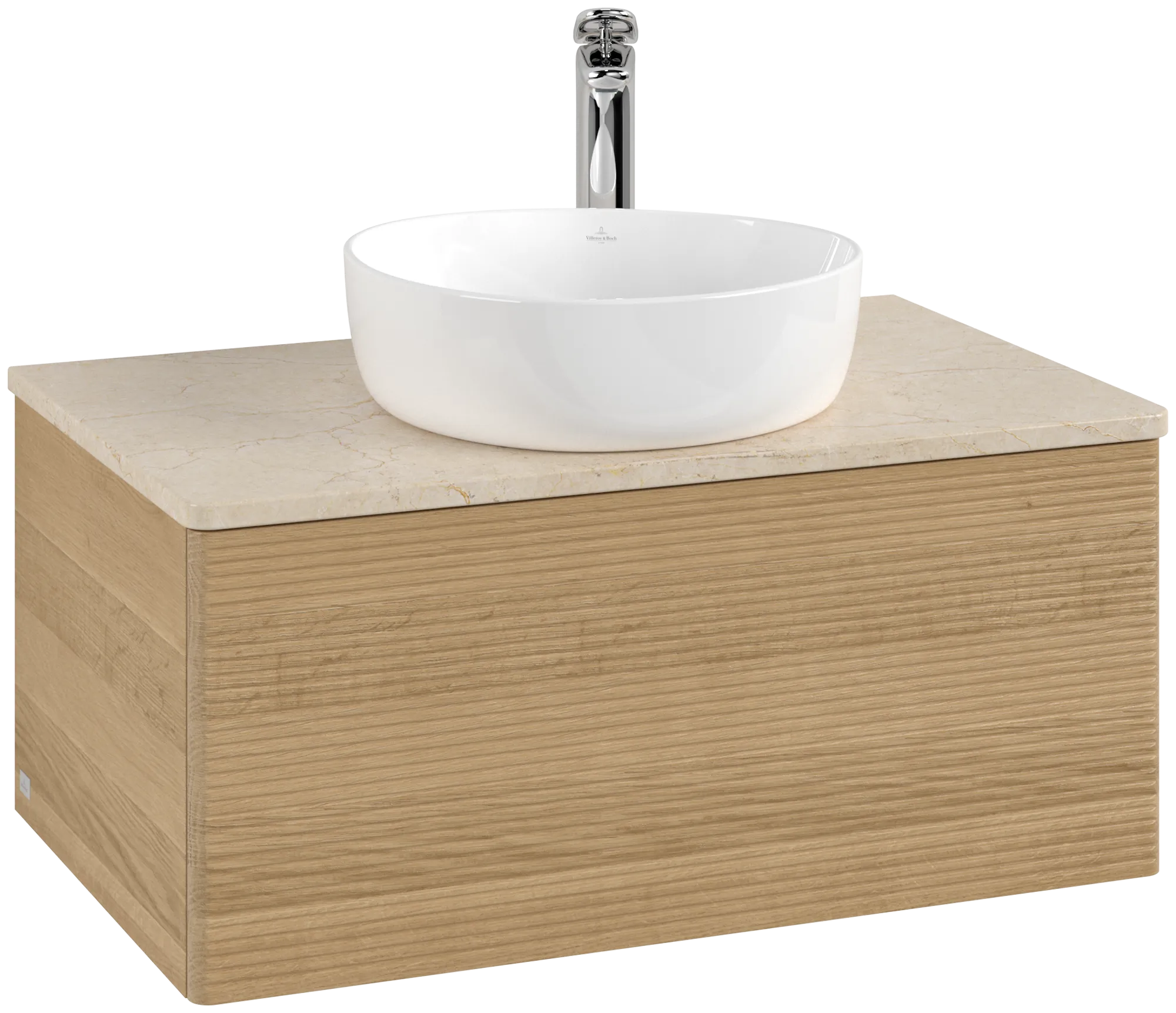 Obrázek VILLEROY BOCH Antao Vanity unit, with lighting, 1 pull-out compartment, 800 x 360 x 500 mm, Front with grain texture, Honey Oak / Botticino #L30153HN