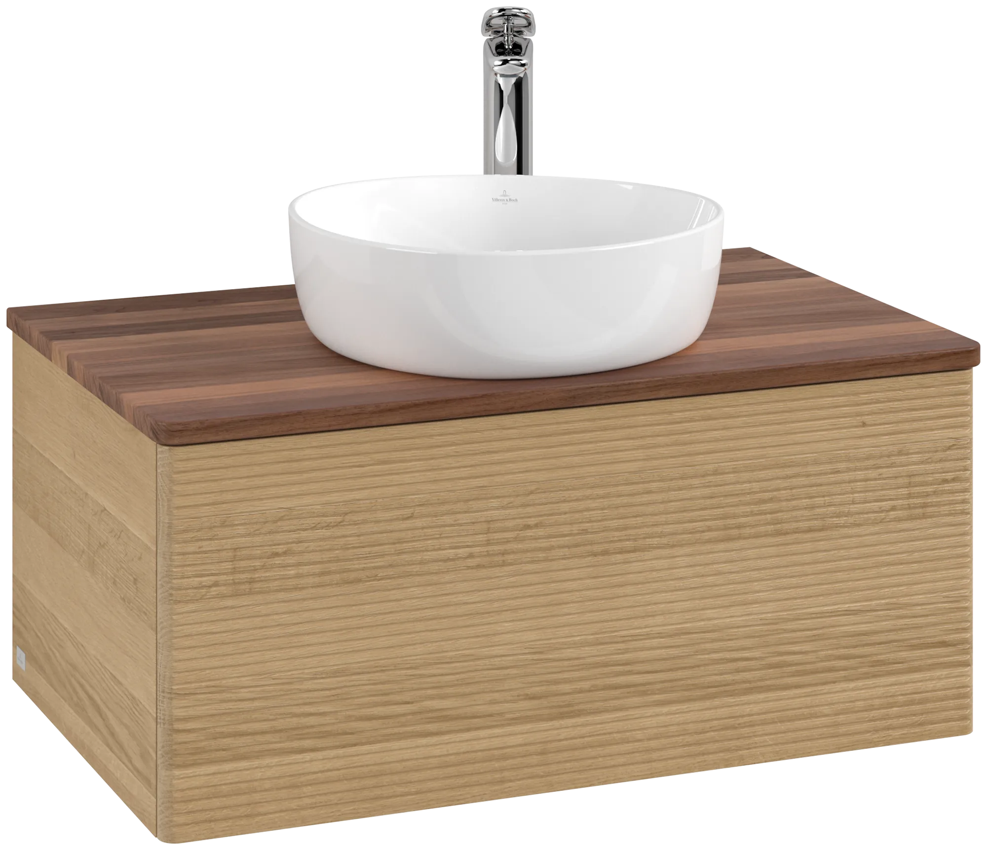 Obrázek VILLEROY BOCH Antao Vanity unit, with lighting, 1 pull-out compartment, 800 x 360 x 500 mm, Front with grain texture, Honey Oak / Warm Walnut #L30152HN