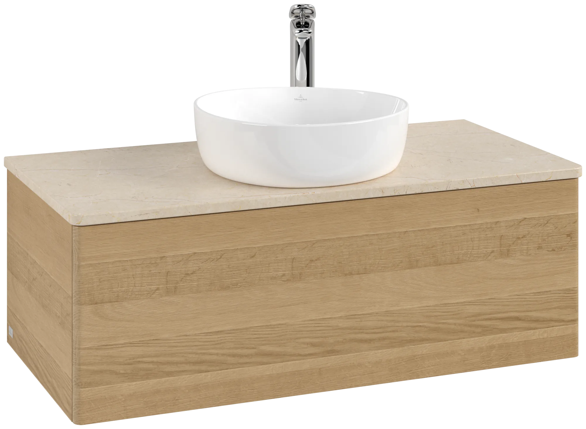 Picture of VILLEROY BOCH Antao Vanity unit, with lighting, 1 pull-out compartment, 1000 x 360 x 500 mm, Front without structure, Honey Oak / Botticino #L31053HN
