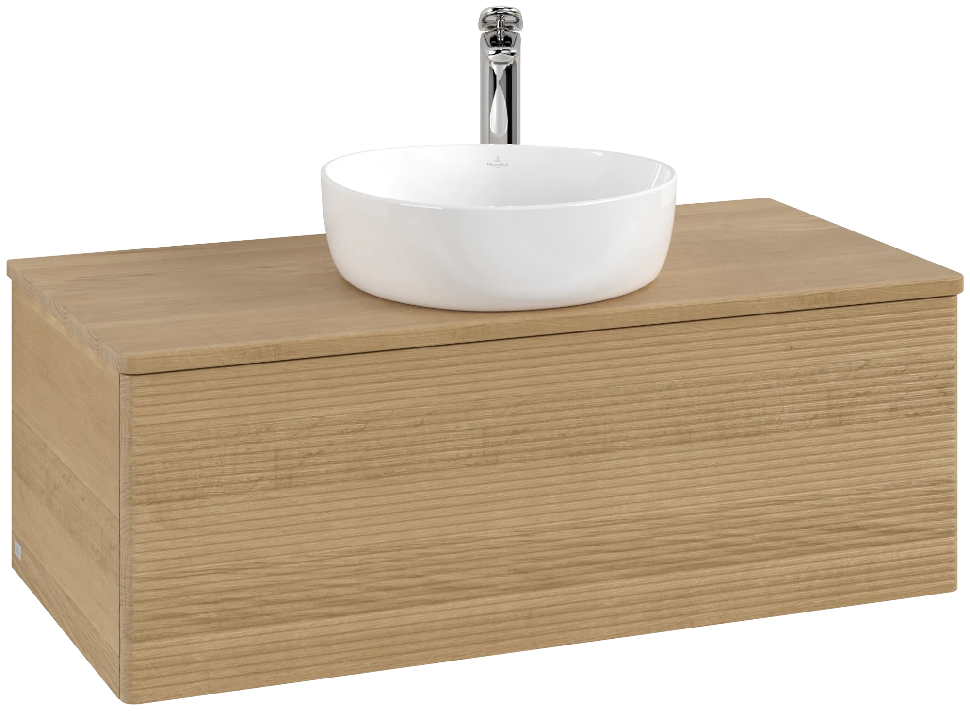Picture of VILLEROY BOCH Antao Vanity unit, with lighting, 1 pull-out compartment, 1000 x 360 x 500 mm, Front with grain texture, Honey Oak / Honey Oak #L31151HN