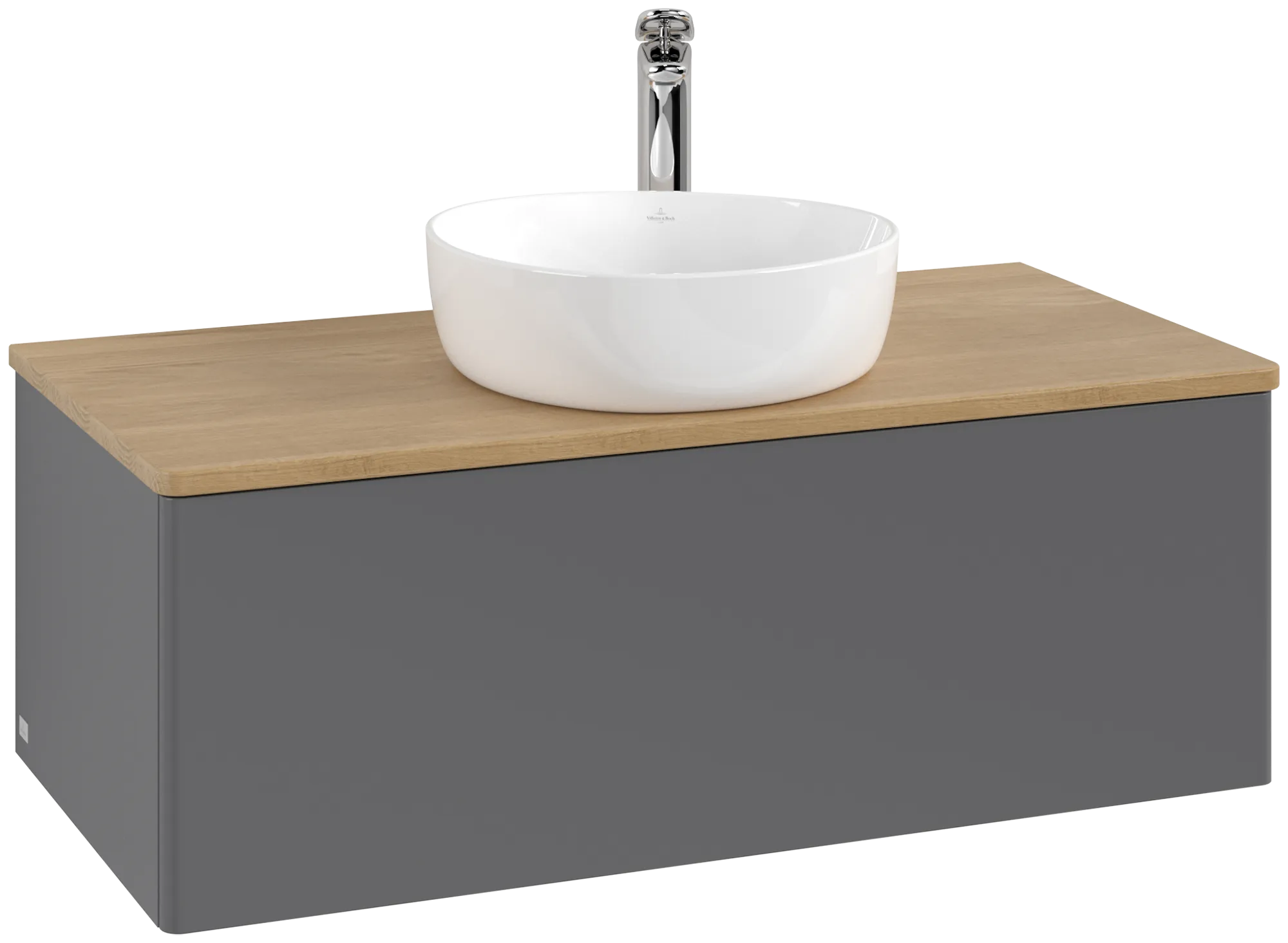 Picture of VILLEROY BOCH Antao Vanity unit, with lighting, 1 pull-out compartment, 1000 x 360 x 500 mm, Front without structure, Anthracite Matt Lacquer / Honey Oak #L31051GK
