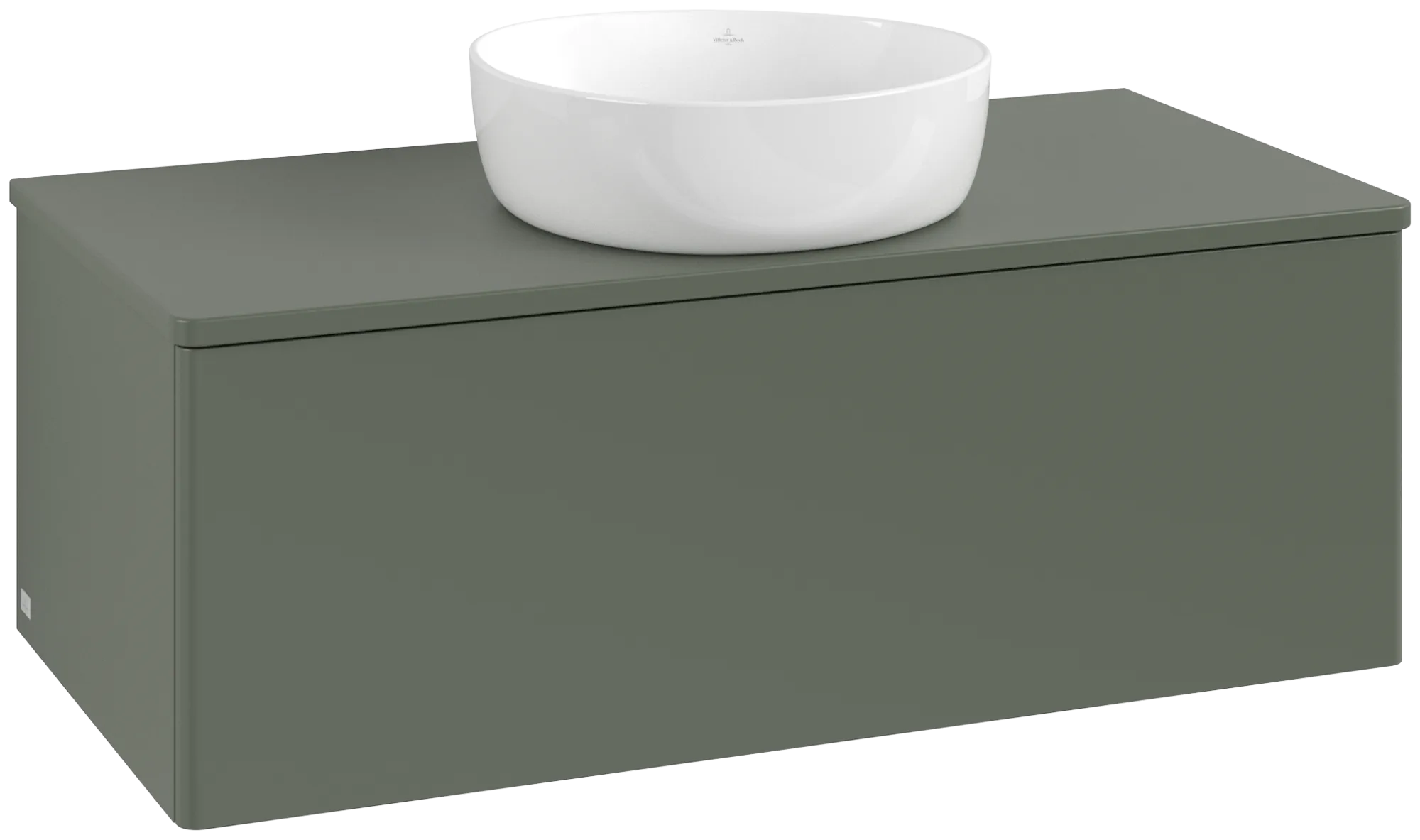 Picture of VILLEROY BOCH Antao Vanity unit, with lighting, 1 pull-out compartment, 1000 x 360 x 500 mm, Front without structure, Leaf Green Matt Lacquer / Leaf Green Matt Lacquer #L31050HL