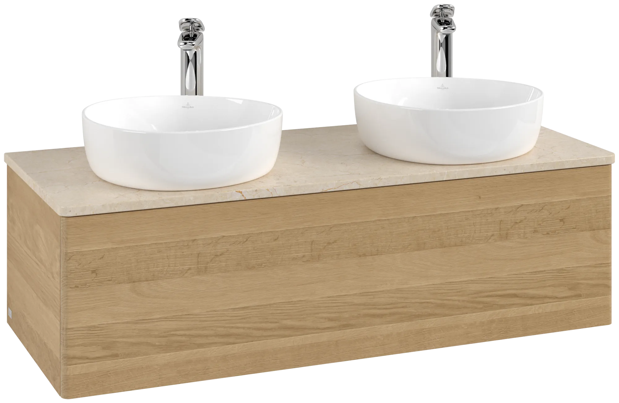 Зображення з  VILLEROY BOCH Antao Vanity unit, with lighting, 1 pull-out compartment, 1200 x 360 x 500 mm, Front without structure, Honey Oak / Botticino #L35053HN
