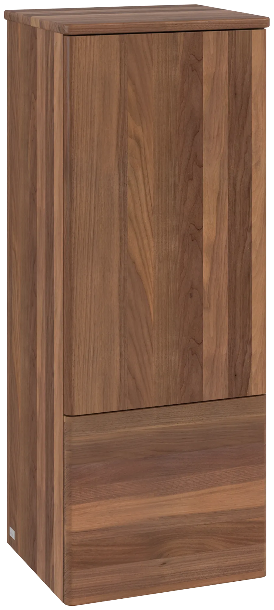 εικόνα του VILLEROY BOCH Antao Medium-height cabinet, with lighting, 1 door, 414 x 1039 x 356 mm, Front without structure, Warm Walnut / Warm Walnut #L44000HM