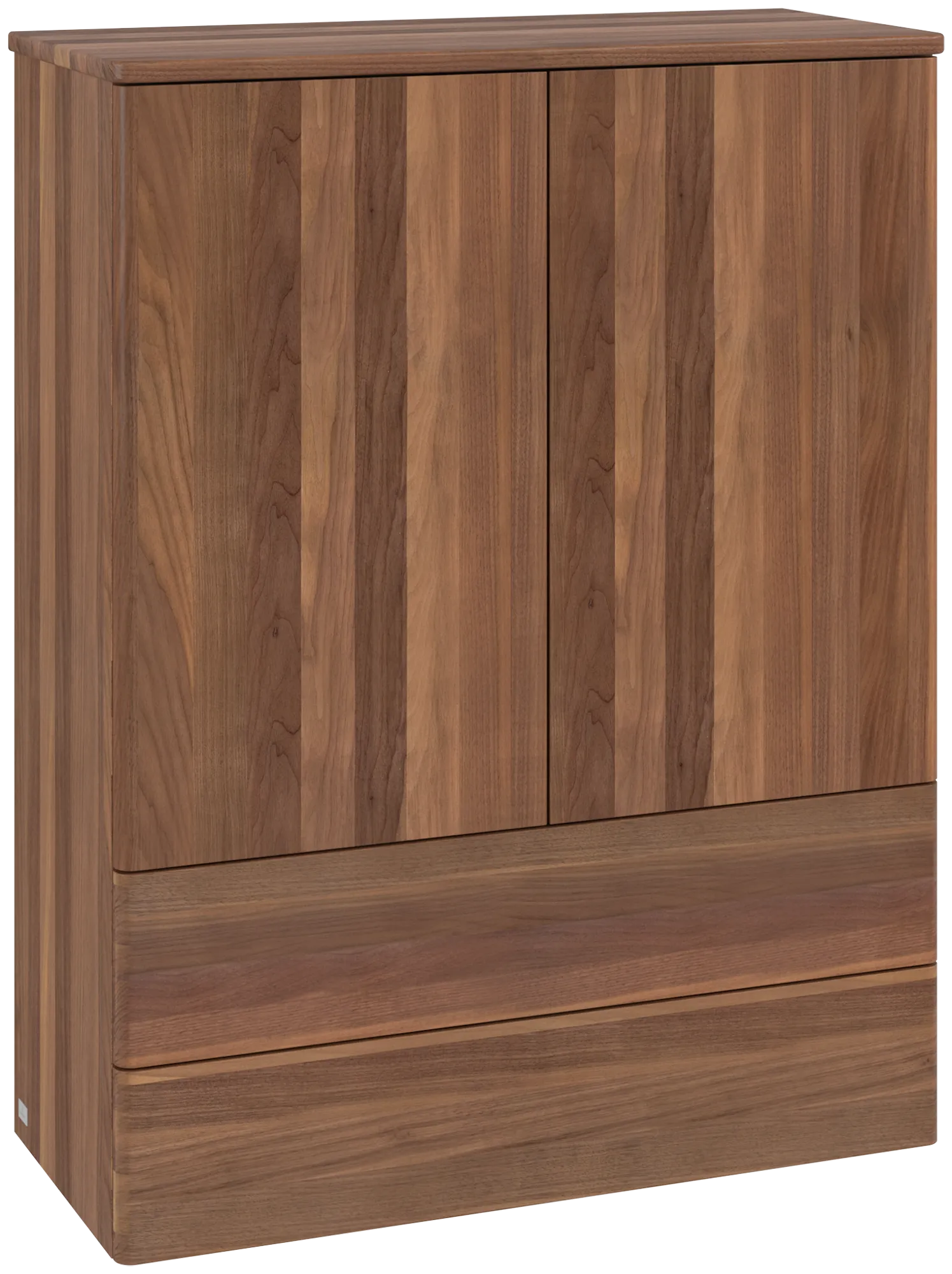 Bild von VILLEROY BOCH Antao Highboard, mit Beleuchtung, 2 Türen, 814 x 1039 x 356 mm, Front ohne Struktur, Warm Walnut / Warm Walnut #L47000HM