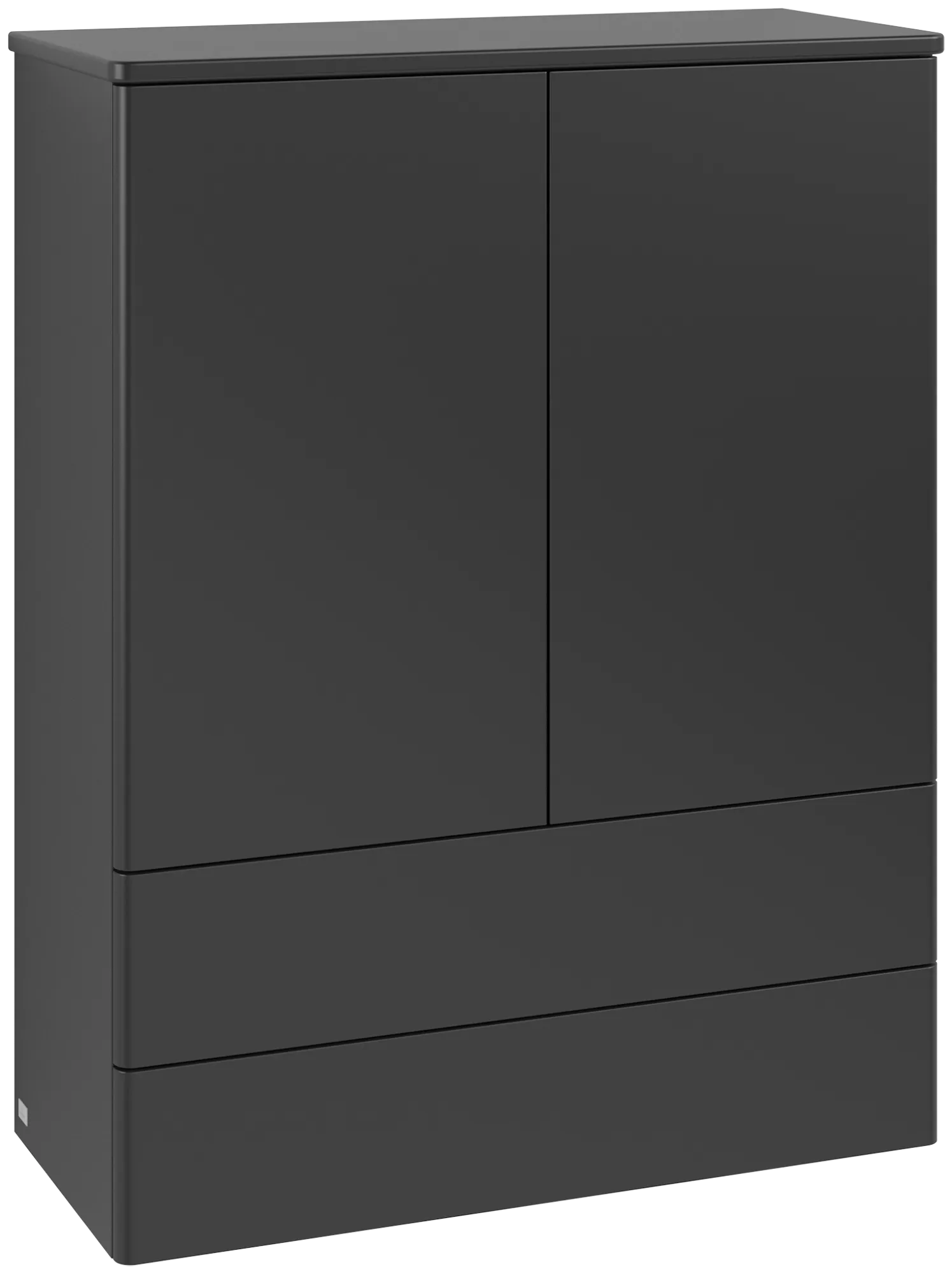 Зображення з  VILLEROY BOCH Antao Highboard, with lighting, 2 doors, 814 x 1039 x 356 mm, Front without structure, Black Matt Lacquer / Black Matt Lacquer #L47000PD