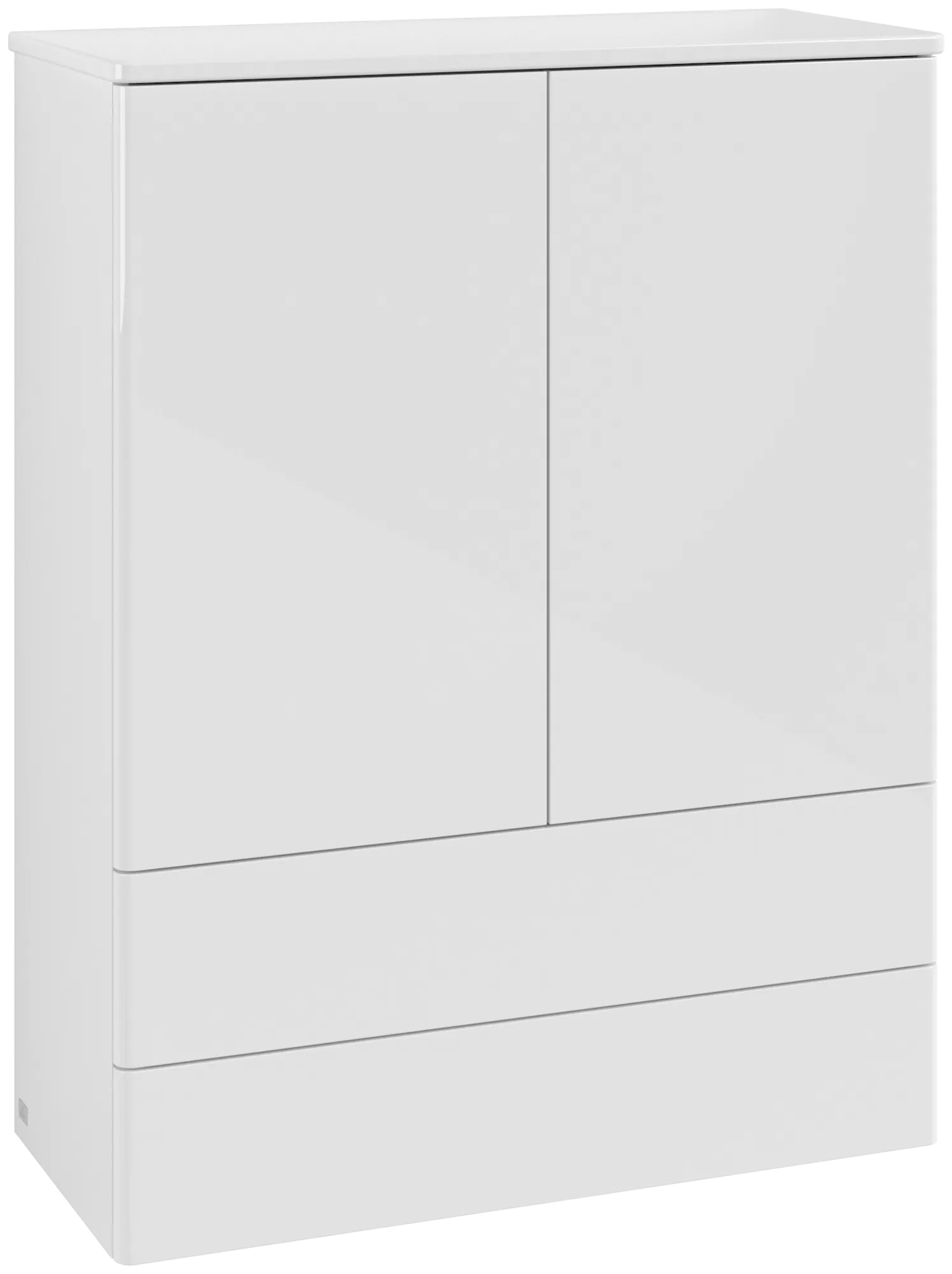 Зображення з  VILLEROY BOCH Antao Highboard, with lighting, 2 doors, 814 x 1039 x 356 mm, Front without structure, Glossy White Lacquer / Glossy White Lacquer #L47000GF