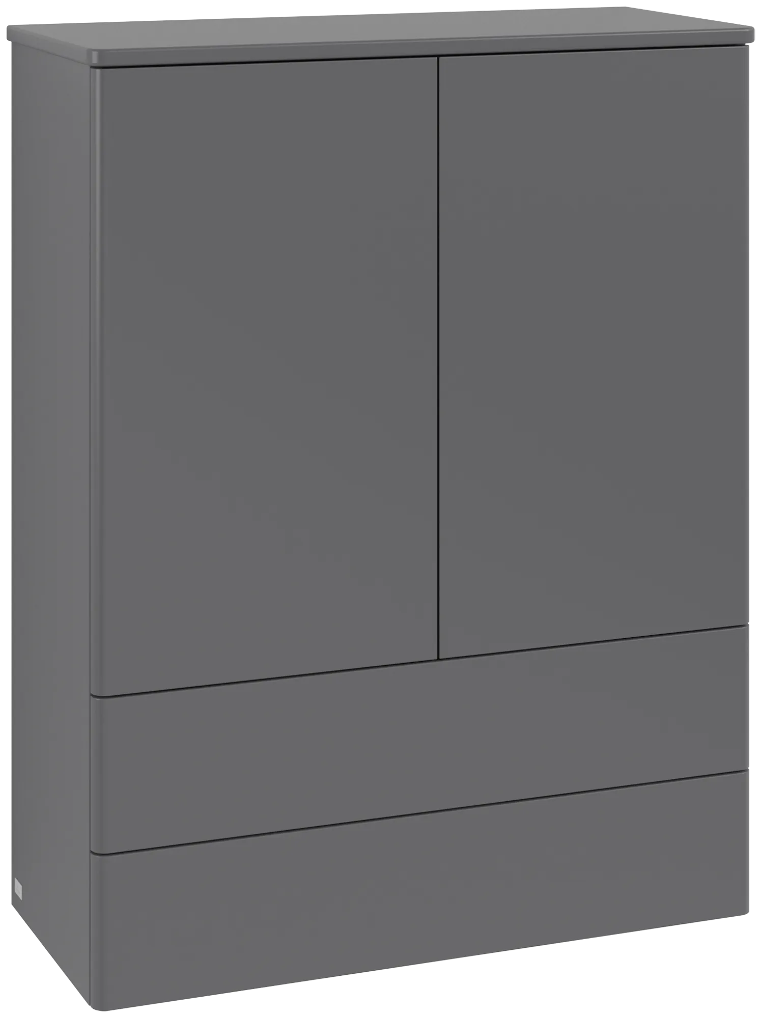 Bild von VILLEROY BOCH Antao Highboard, mit Beleuchtung, 2 Türen, 814 x 1039 x 356 mm, Front ohne Struktur, Anthracite Matt Lacquer / Anthracite Matt Lacquer #L47000GK