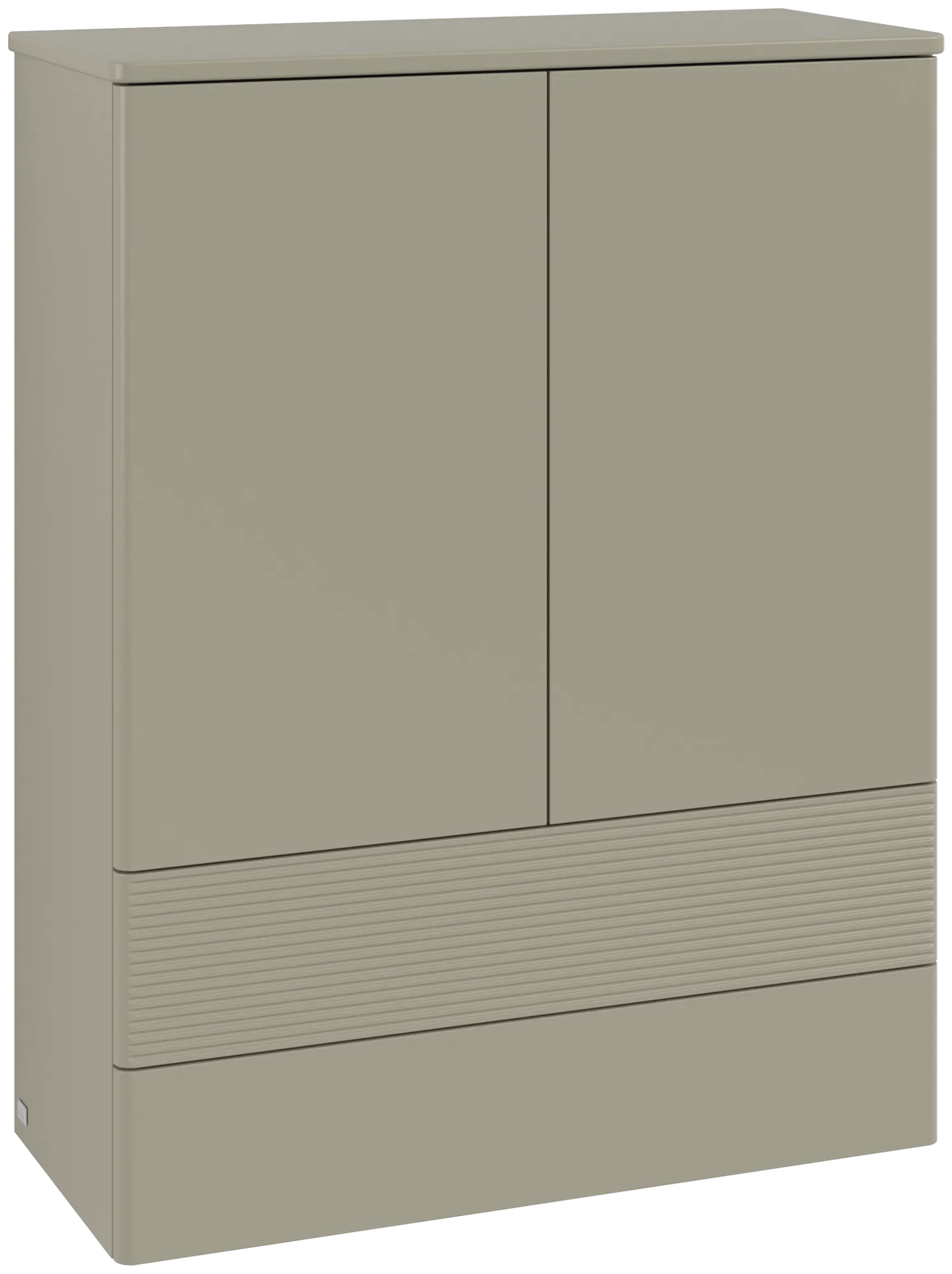Зображення з  VILLEROY BOCH Antao Highboard, with lighting, 2 doors, 814 x 1039 x 356 mm, Front with grain texture, Stone Grey Matt Lacquer / Stone Grey Matt Lacquer #L47100HK