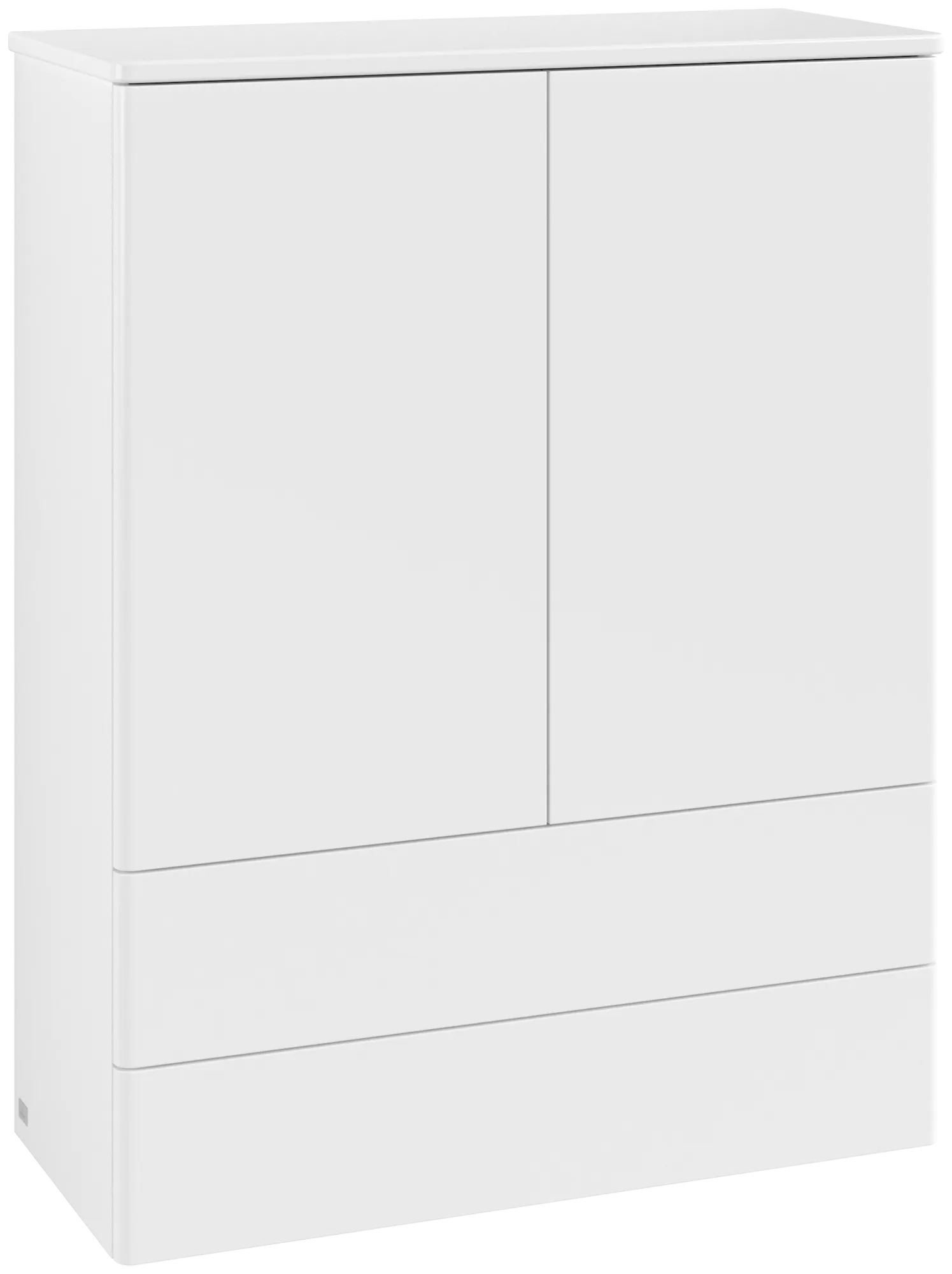 Bild von VILLEROY BOCH Antao Highboard, mit Beleuchtung, 2 Türen, 814 x 1039 x 356 mm, Front ohne Struktur, White Matt Lacquer / White Matt Lacquer #L47000MT